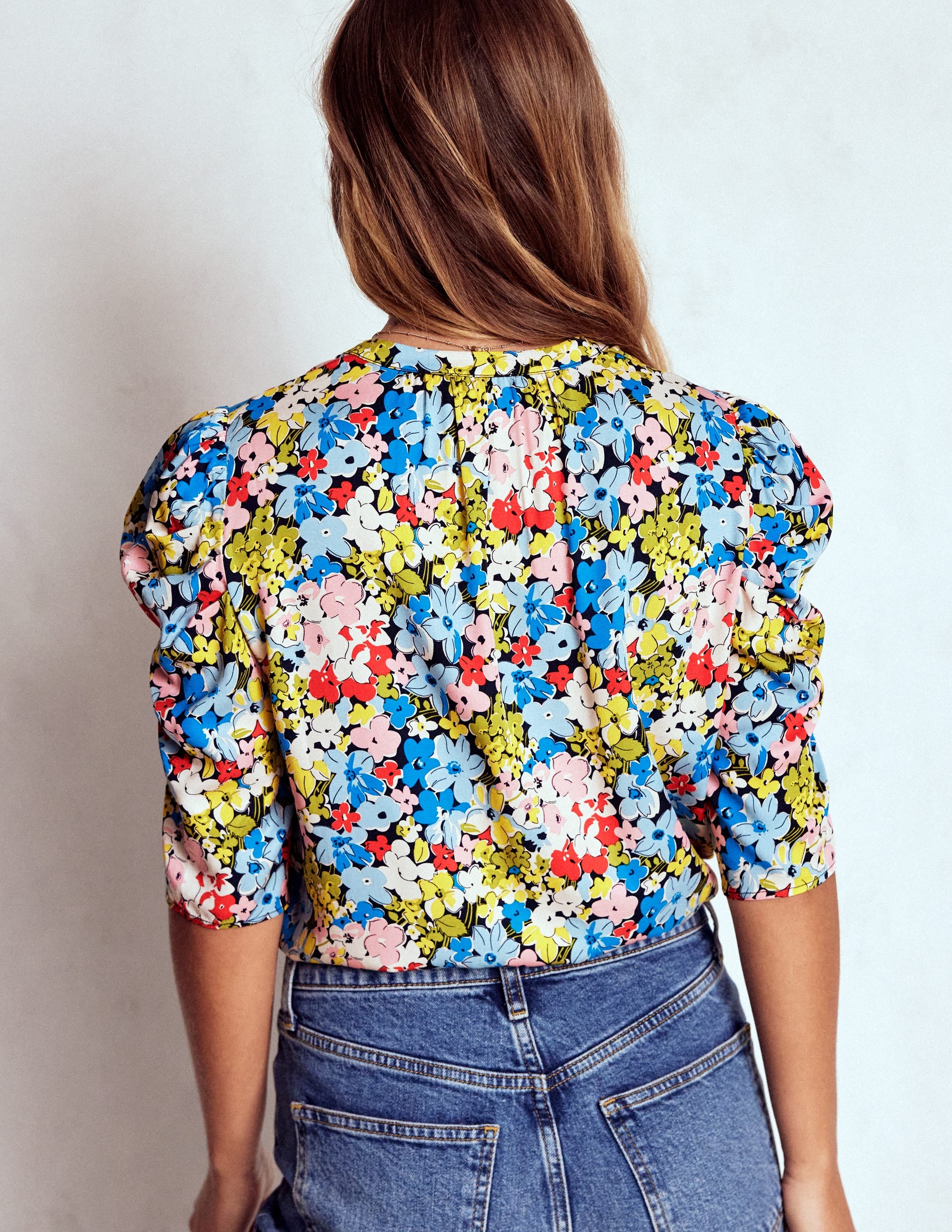 Mutton Sleeve Smart Top-Multi, Flowerbed Cluster - Image 3