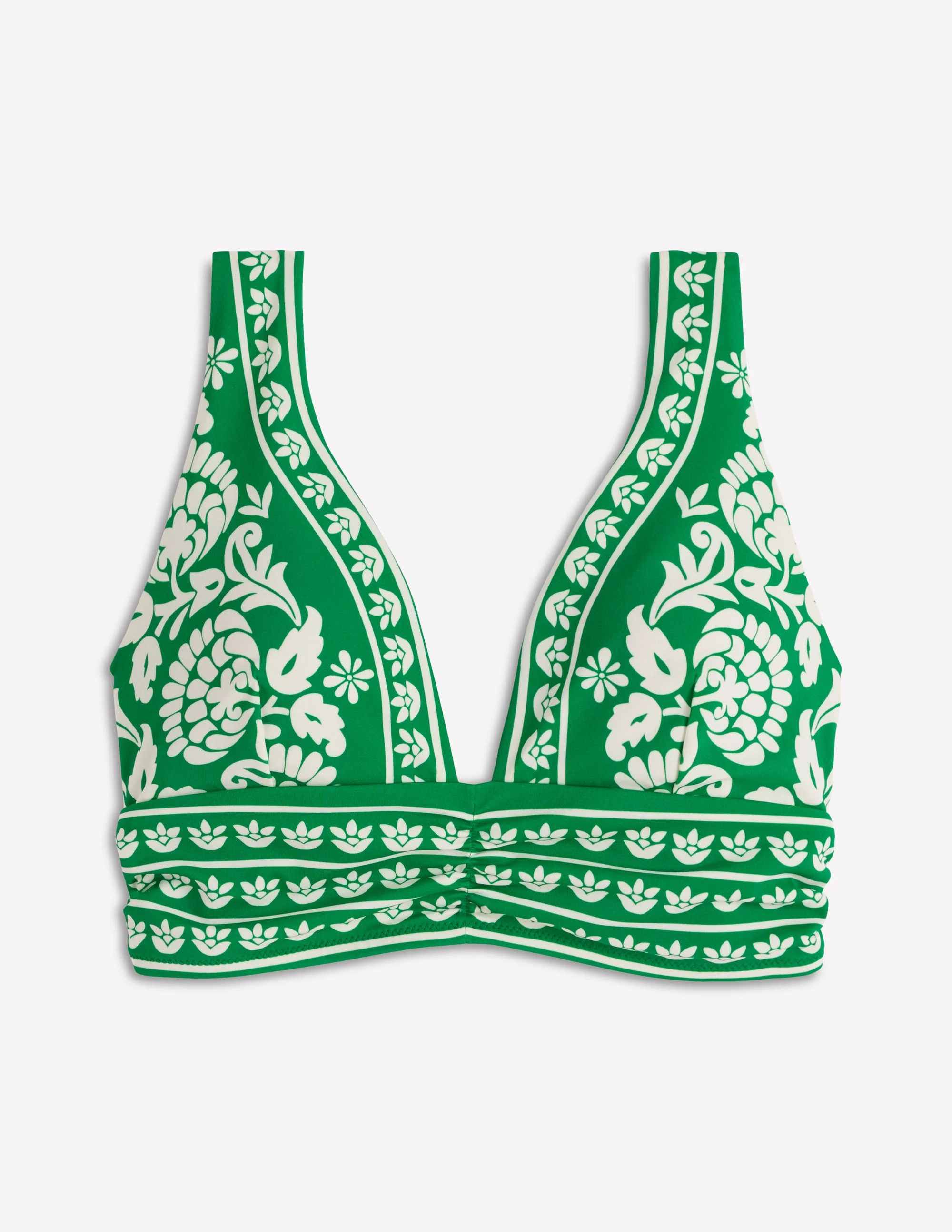 Mykonos Deep V Bikini Top-Rich emerald, ornate floret - Image 7