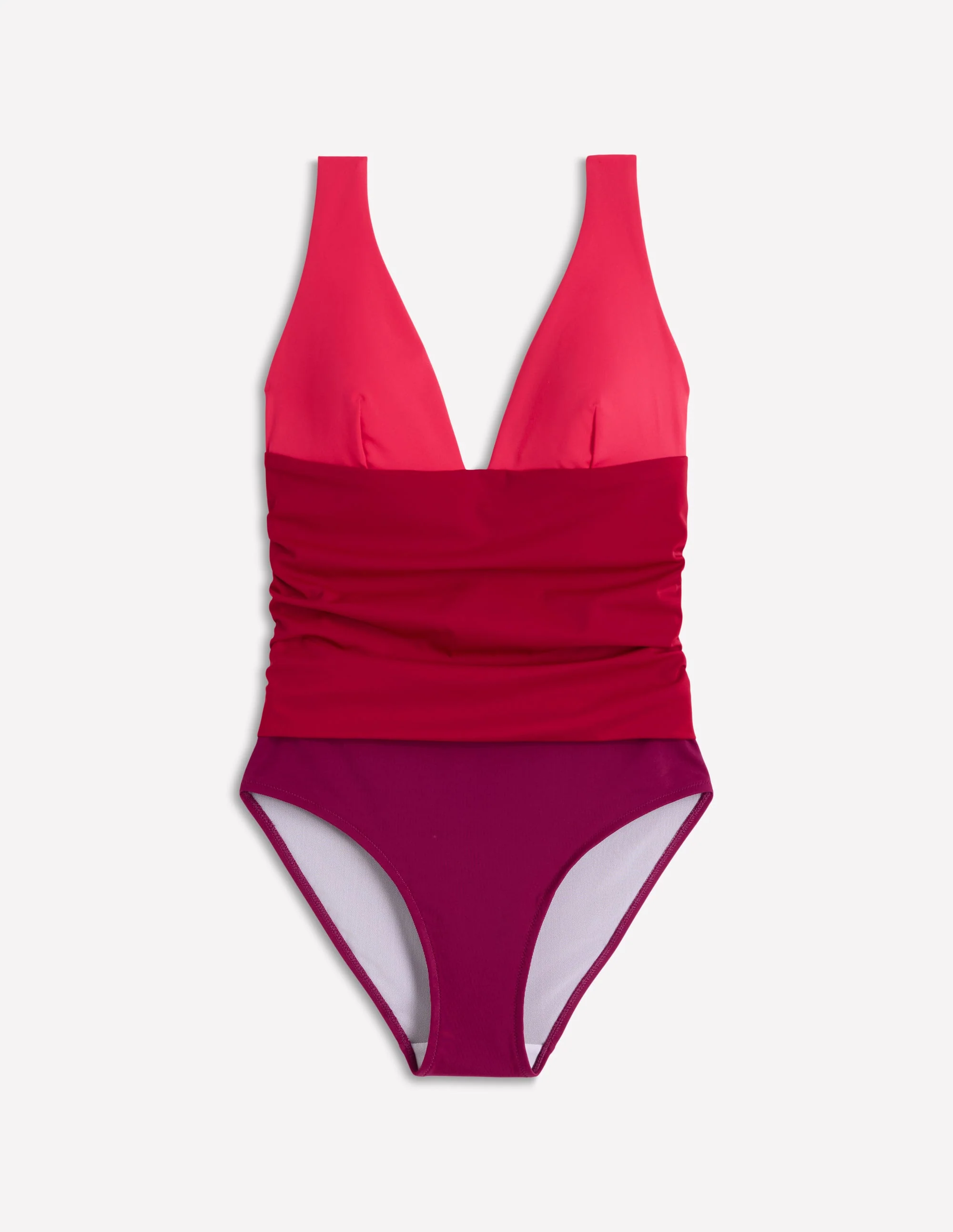 Mykonos Deep V Swimsuit-Red, Colour Block - Image 7