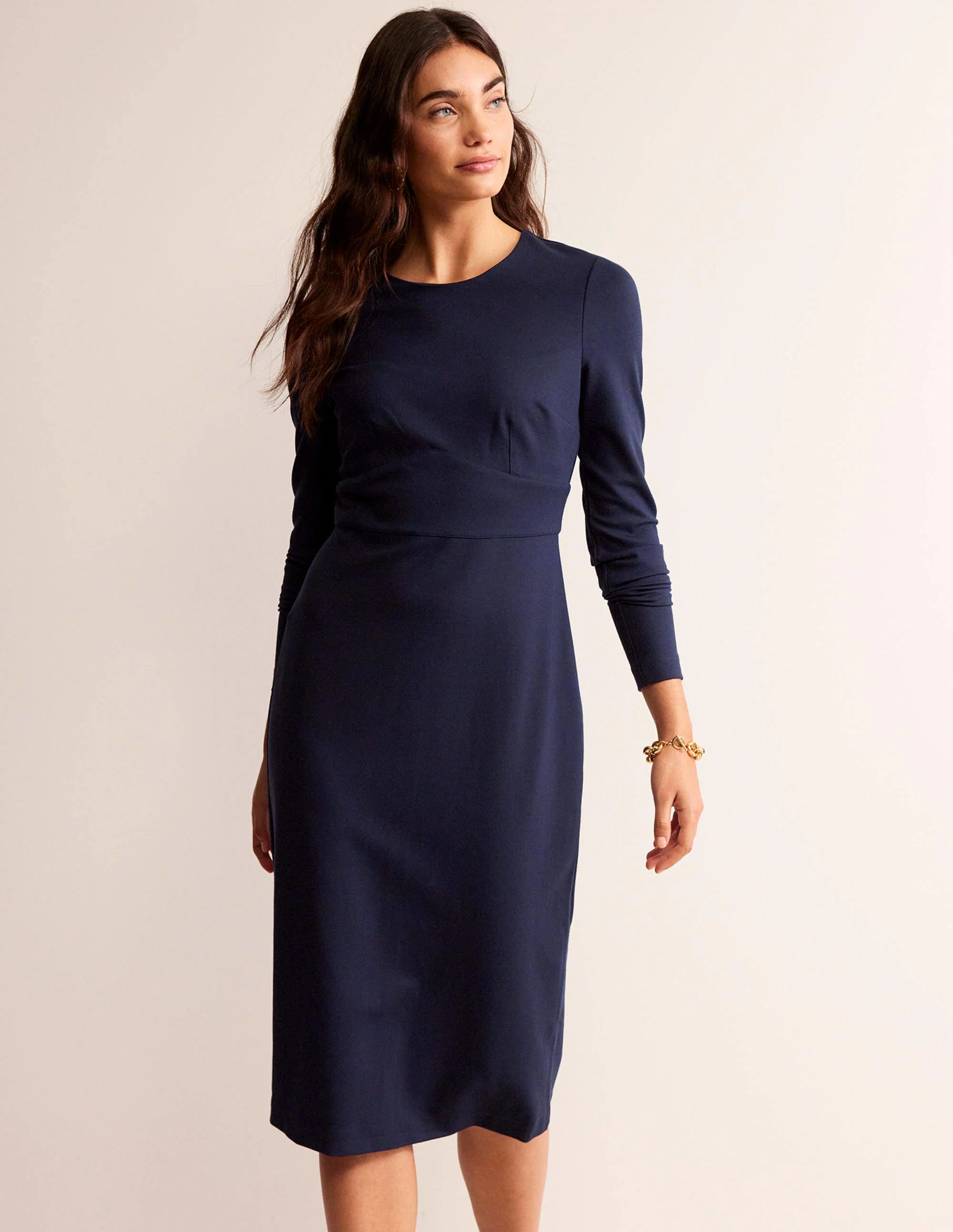 Nadia Jersey Midi Dress-Navy
