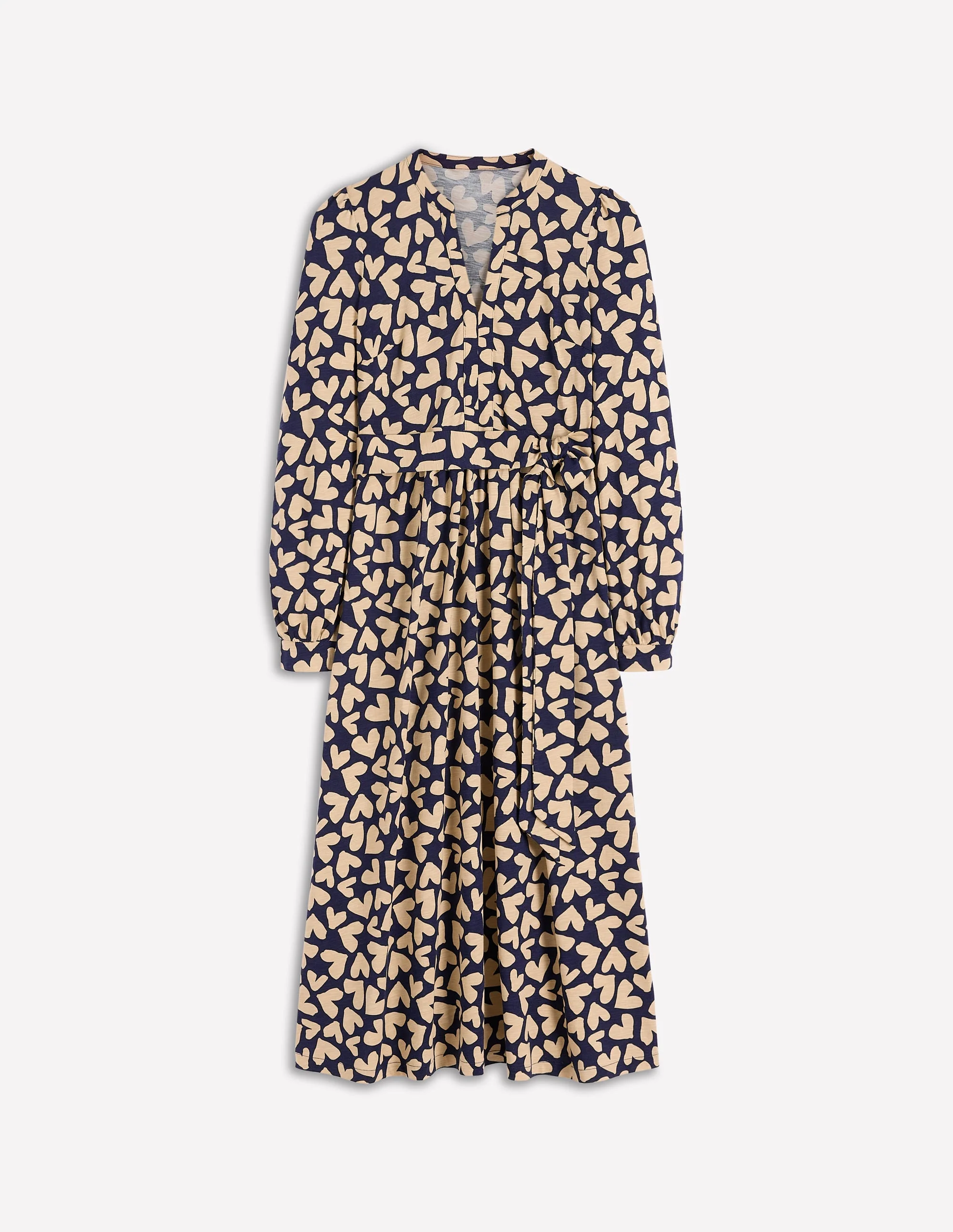 Naomi Long Sleeve Jersey Dress-French Navy, Heart Scatter - Image 5