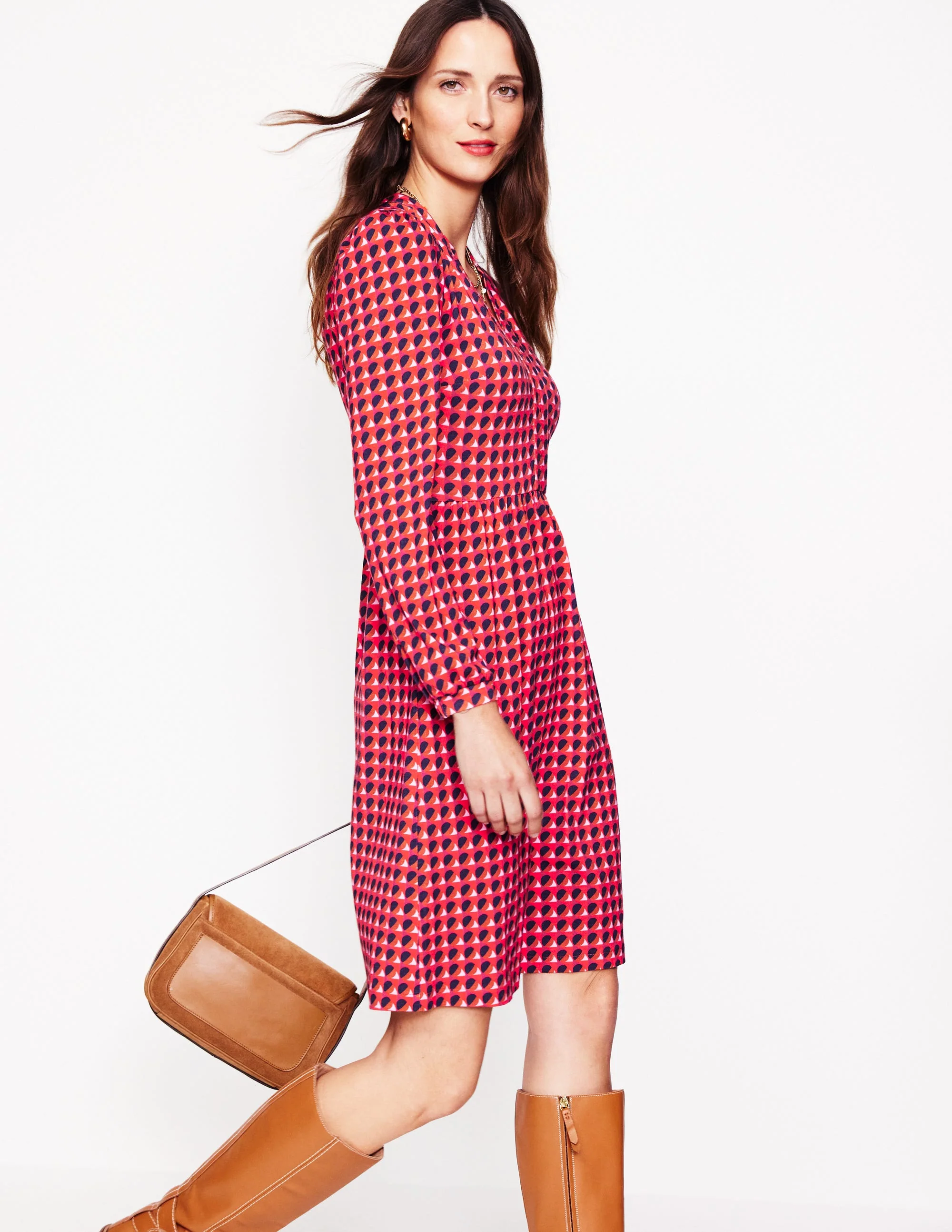 Naomi Relaxed Jersey Dress-Rouge, Sphere Geo - Image 4