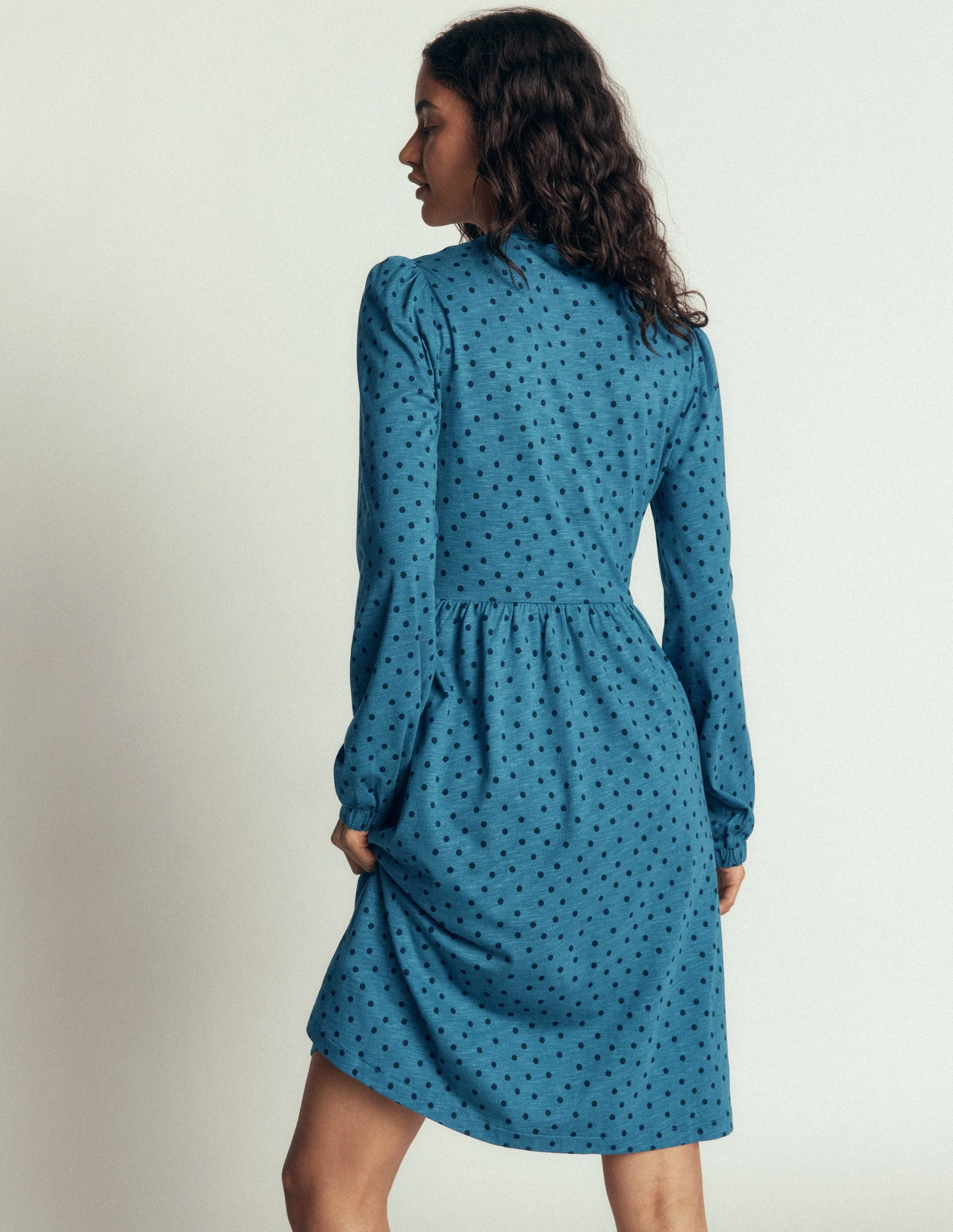 Naomi Relaxed Jersey Dress-Storm Blue, Painted Dot - Image 3