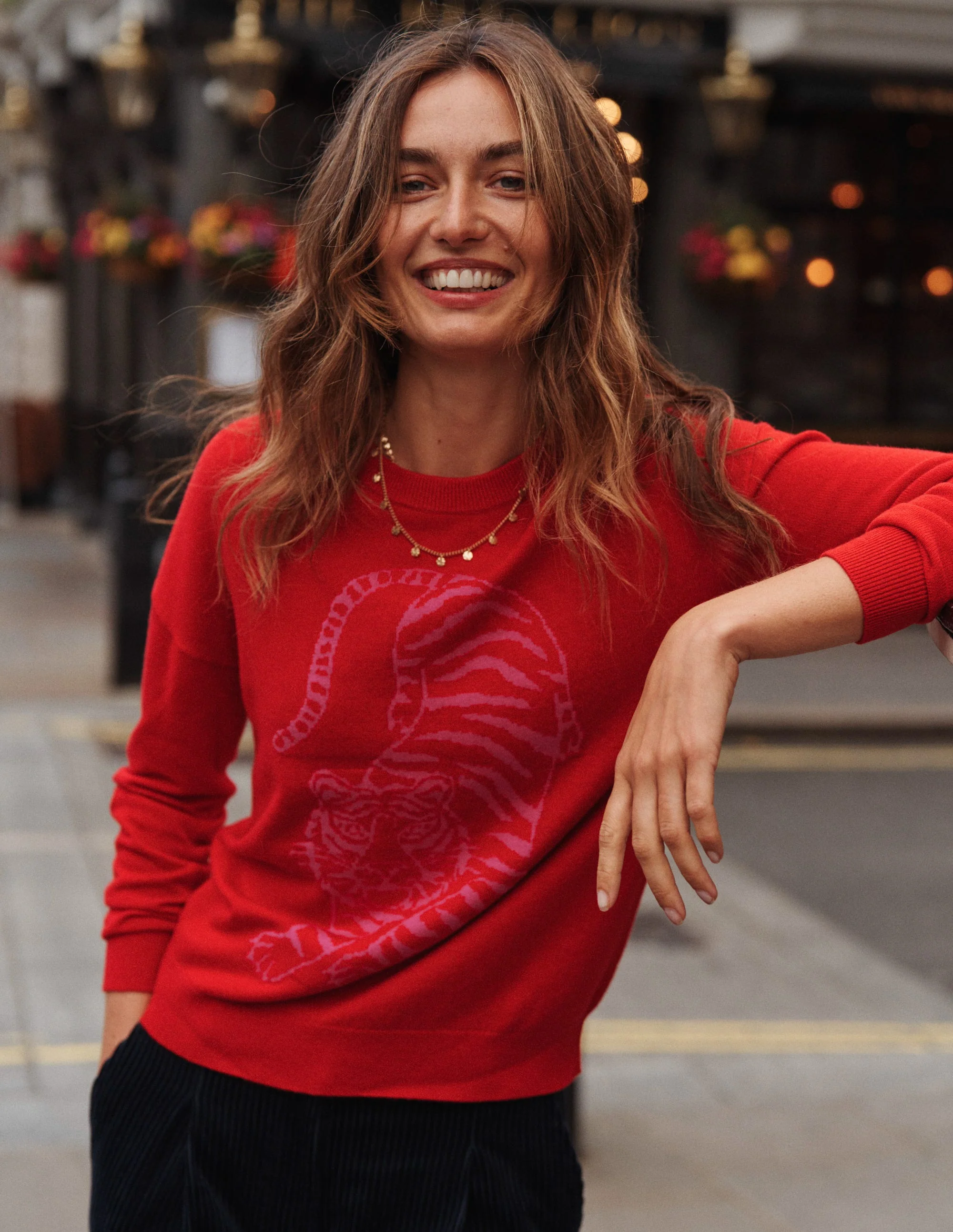Natasha Novelty Sweater-Rouge Red, Tiger - Image 5