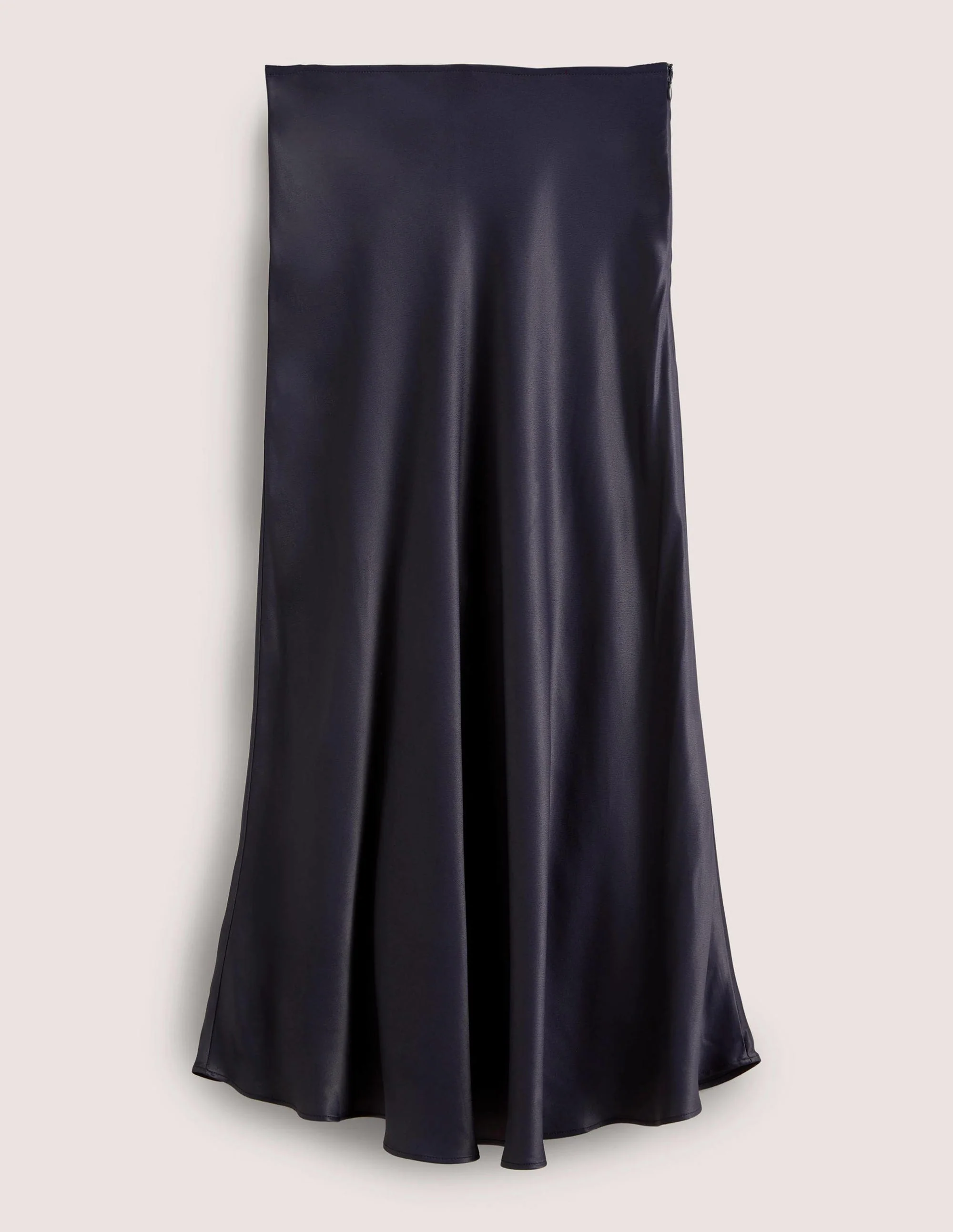 Navy Satin Bias-cut Midi Skirt-Navy - Image 6