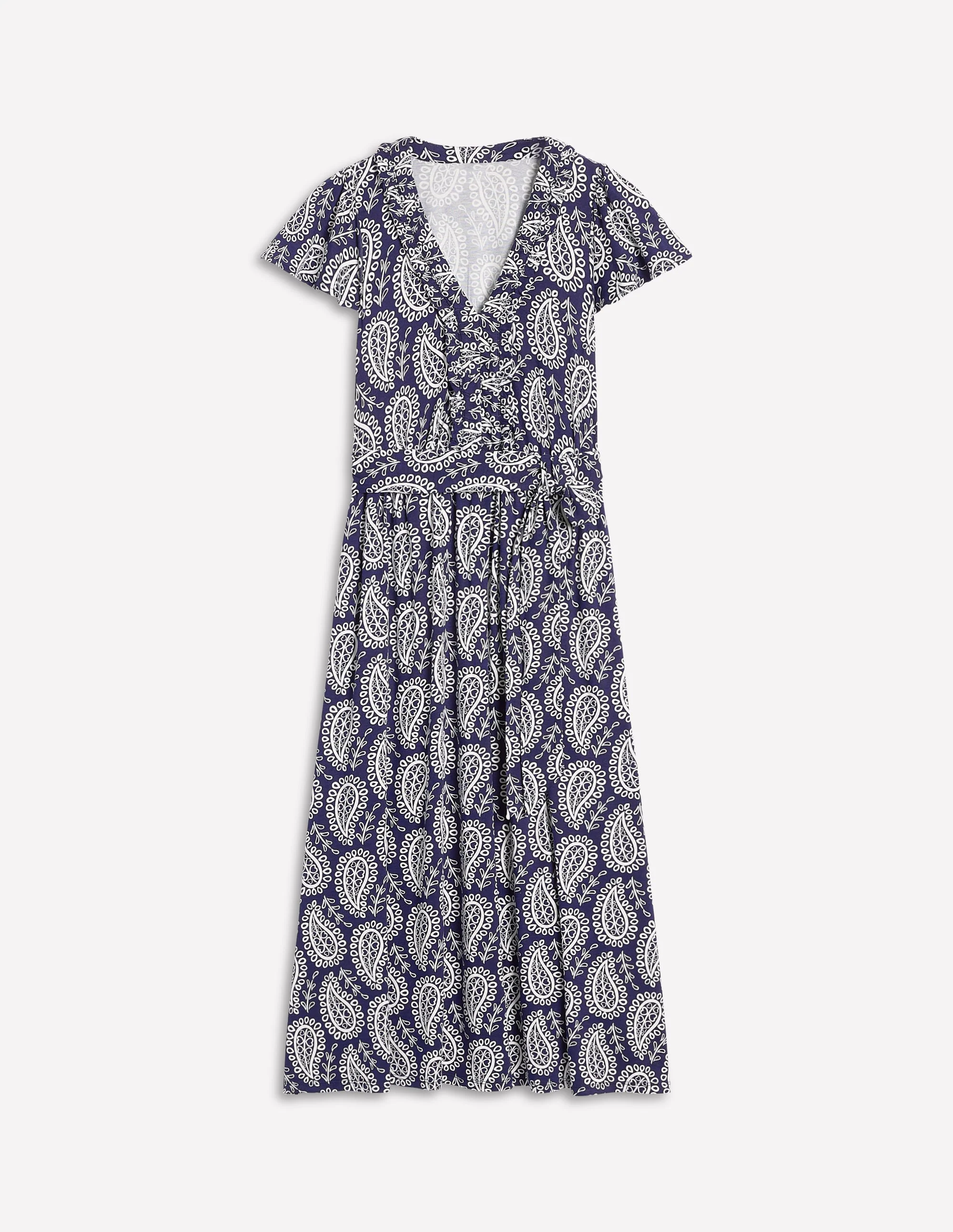Nicola Jersey Tea Dress-French Navy,  Paisley Heart - Image 6