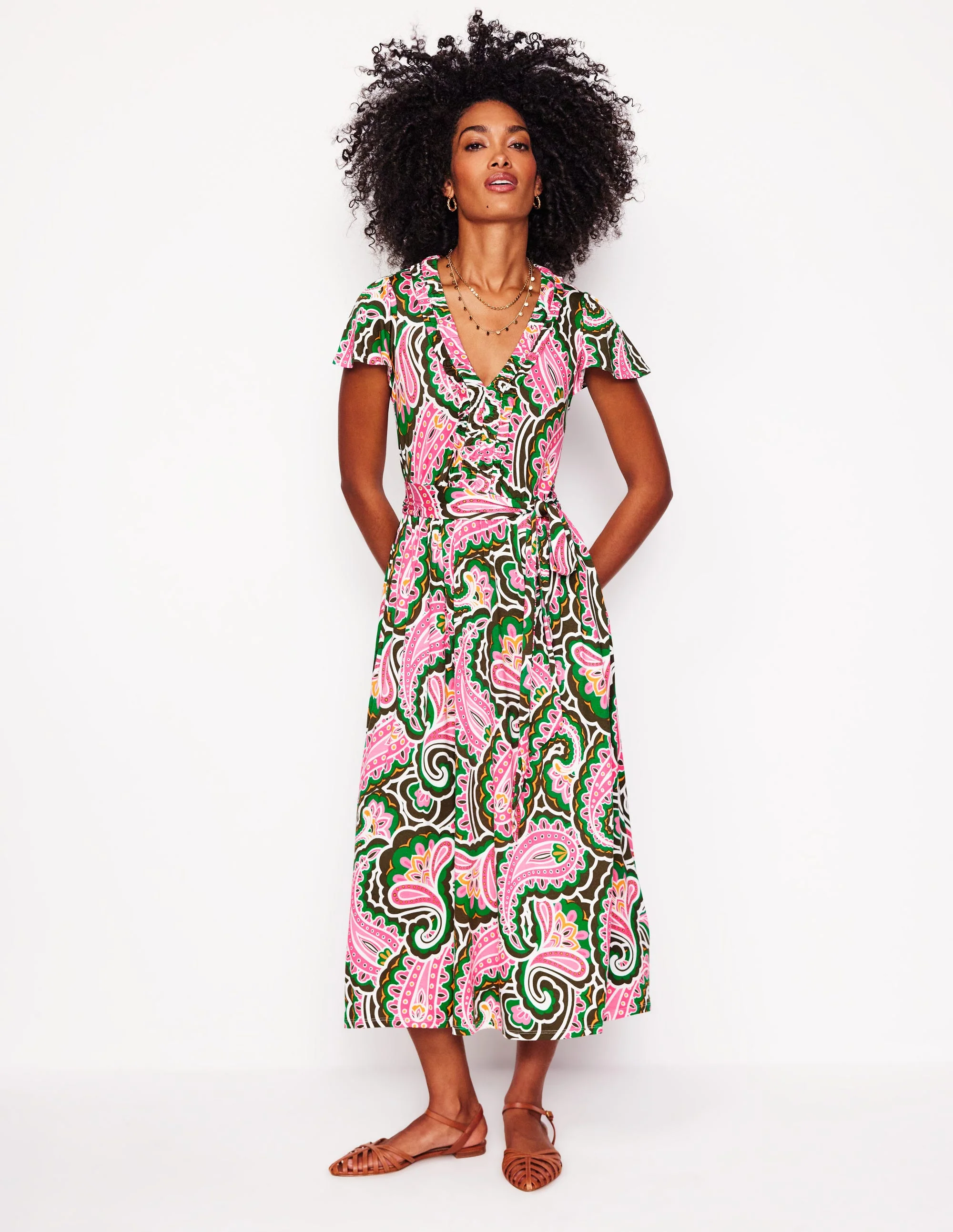 Nicola Jersey Tea Dress-Multi, Scallop Paisley - Image 4