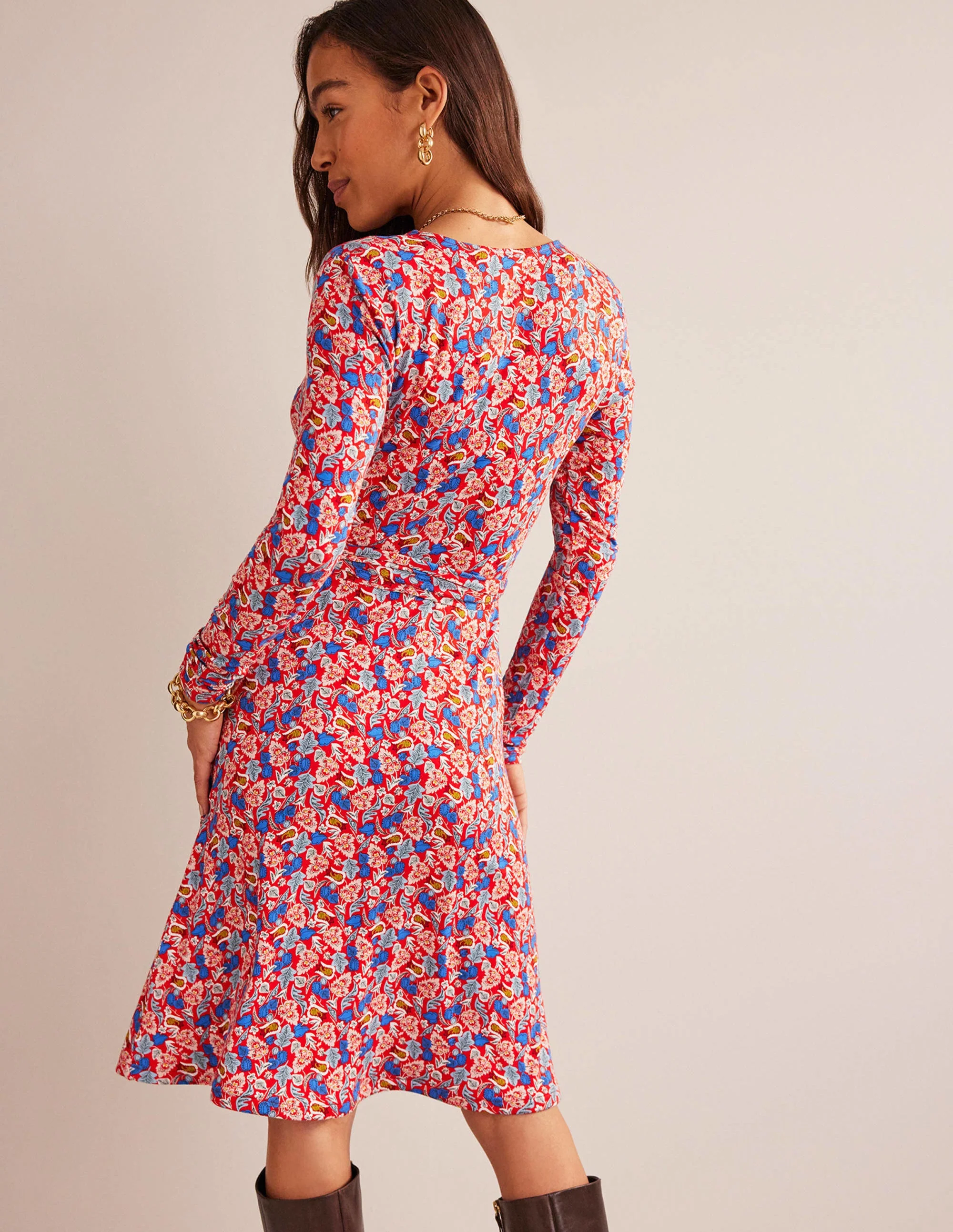 Nina Jersey Midi Dress-Hot Pepper, Tulip Bloom - Image 3