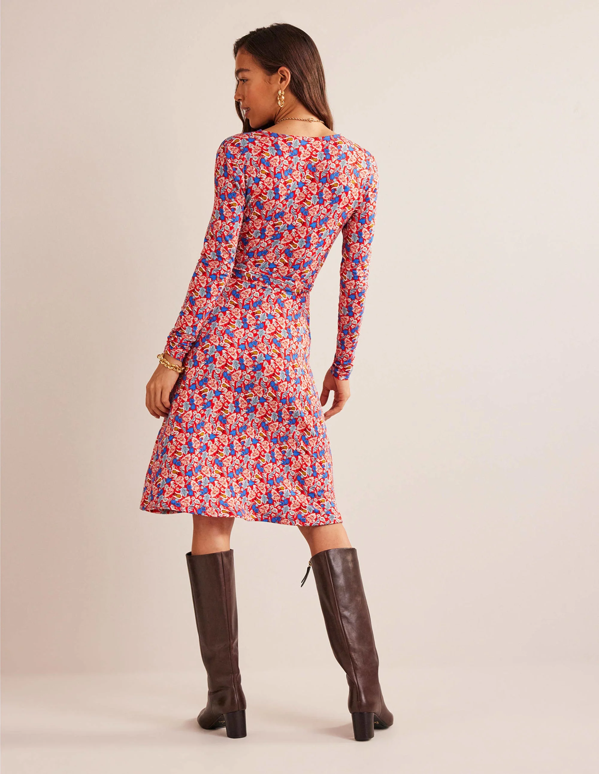 Nina Jersey Midi Dress-Hot Pepper, Tulip Bloom - Image 6