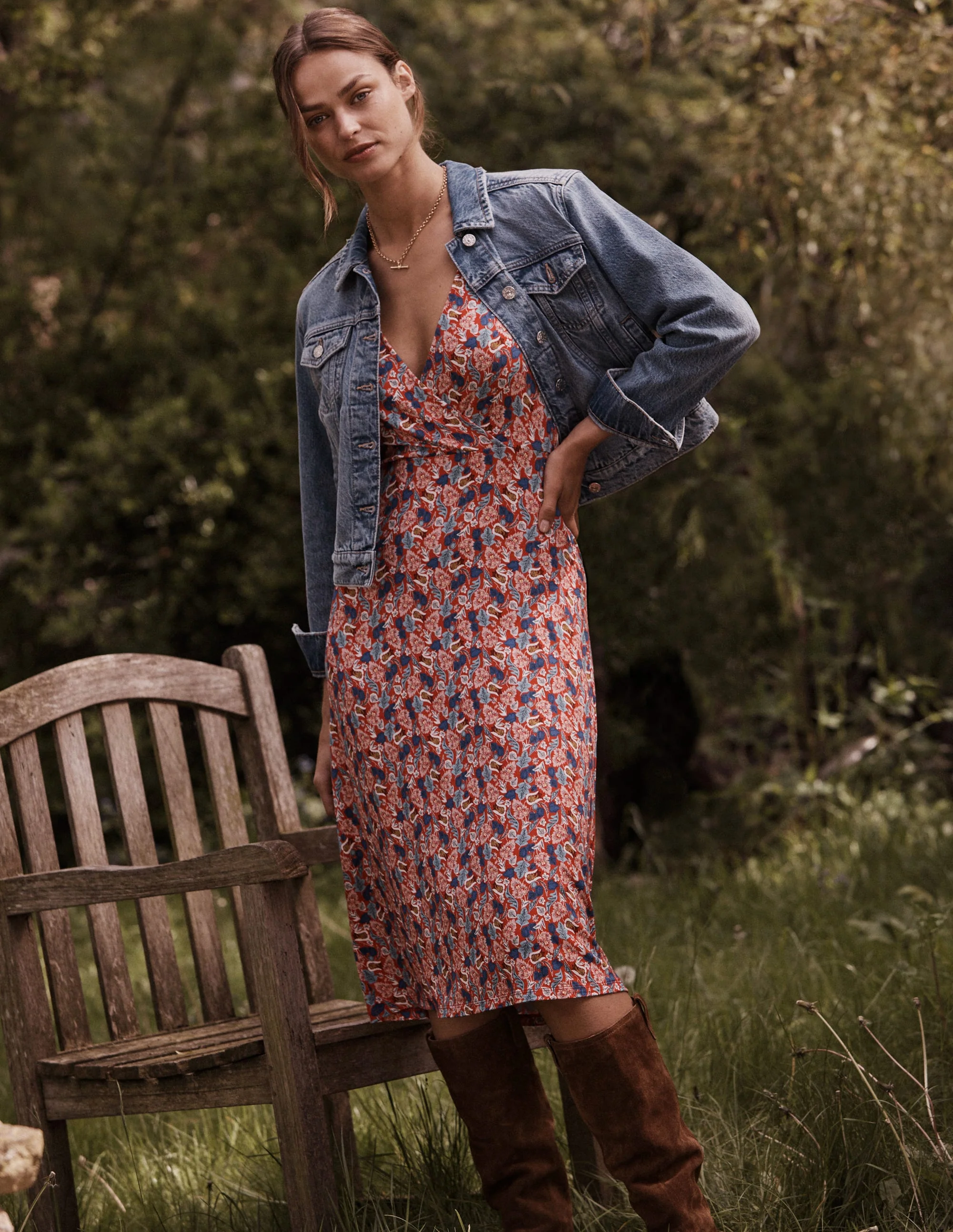 Nina Jersey Midi Dress-Hot Pepper, Tulip Bloom - Image 9