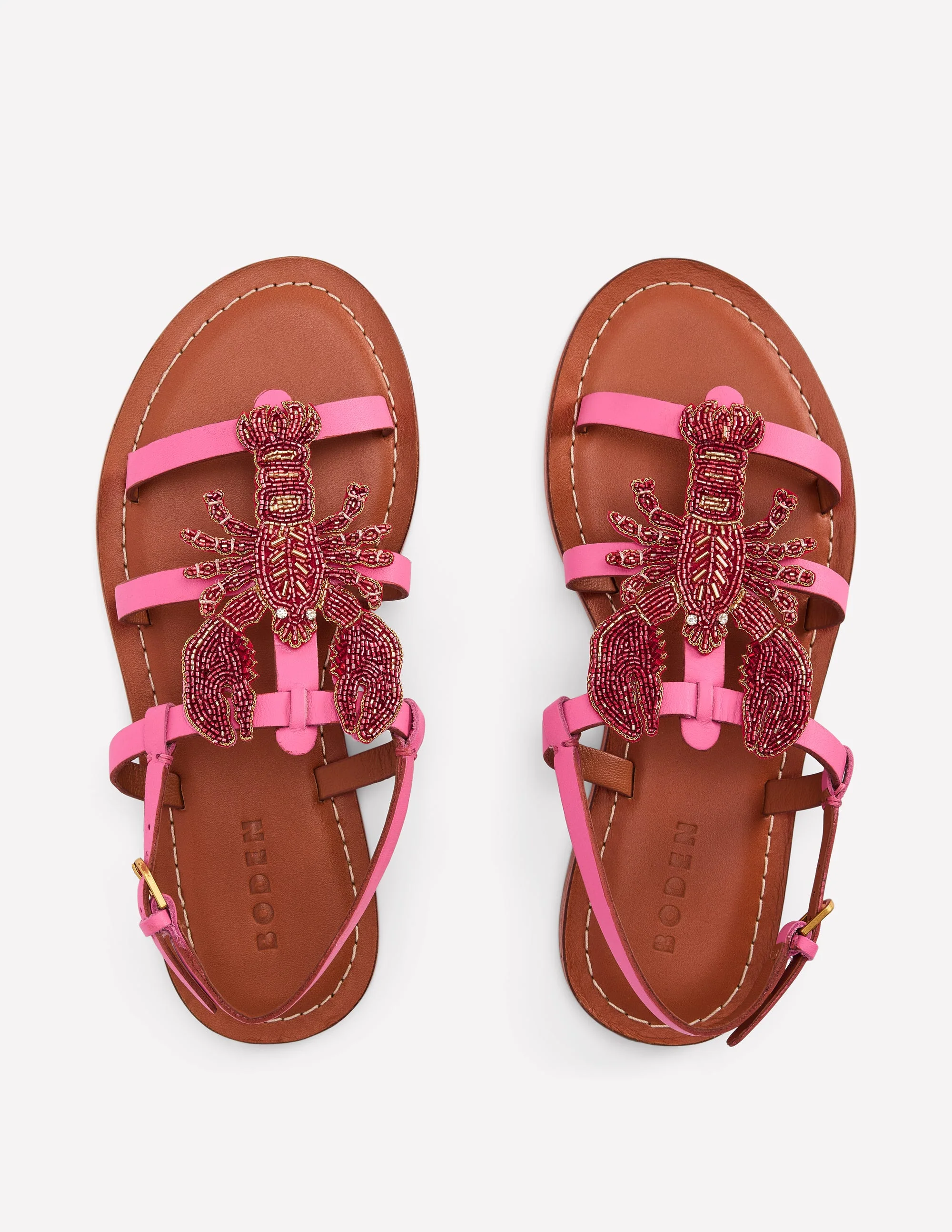 Novelty Beaded Flat Sandals-Lobster - Image 5