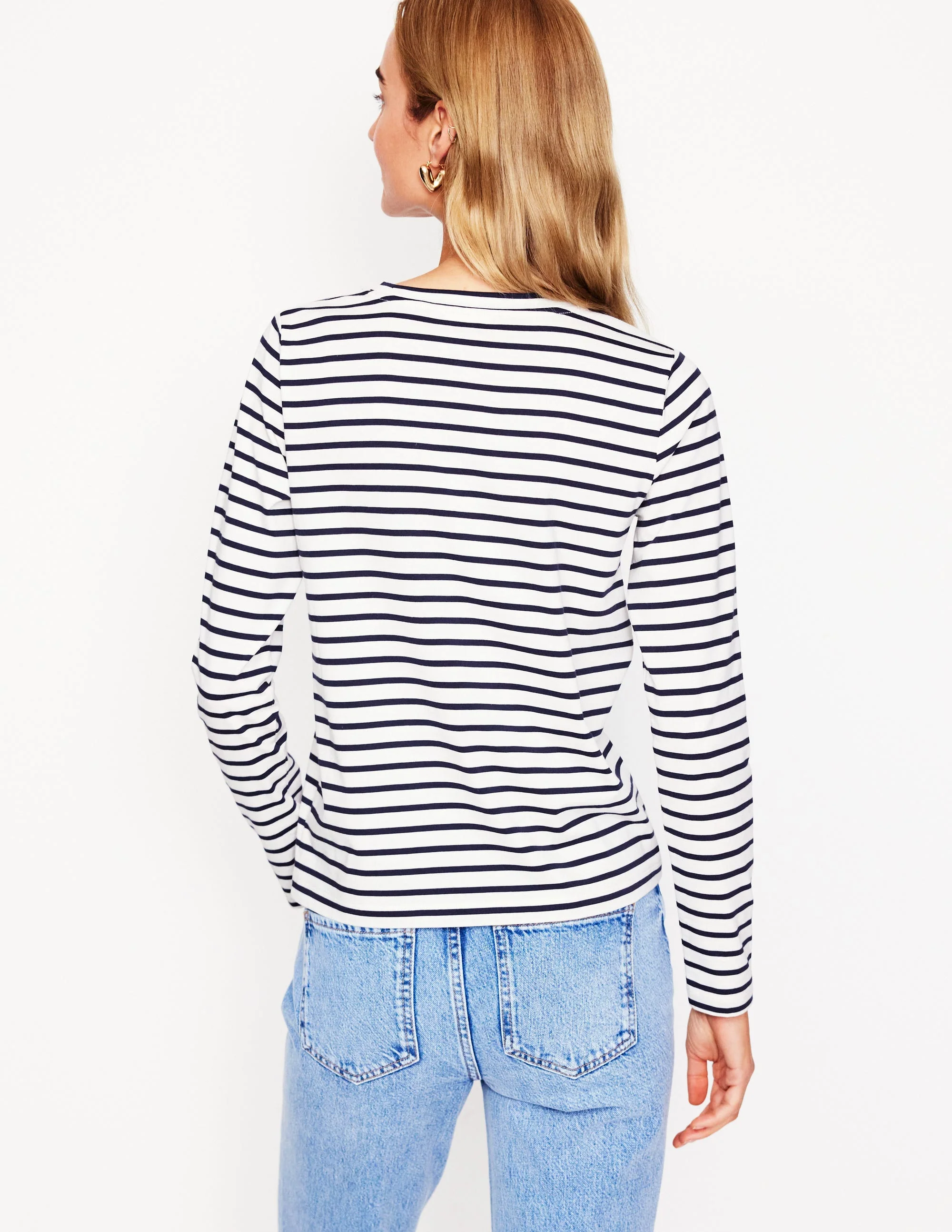 Novelty Long Sleeve Jersey Top-Ivory, Navy Heart - Image 3
