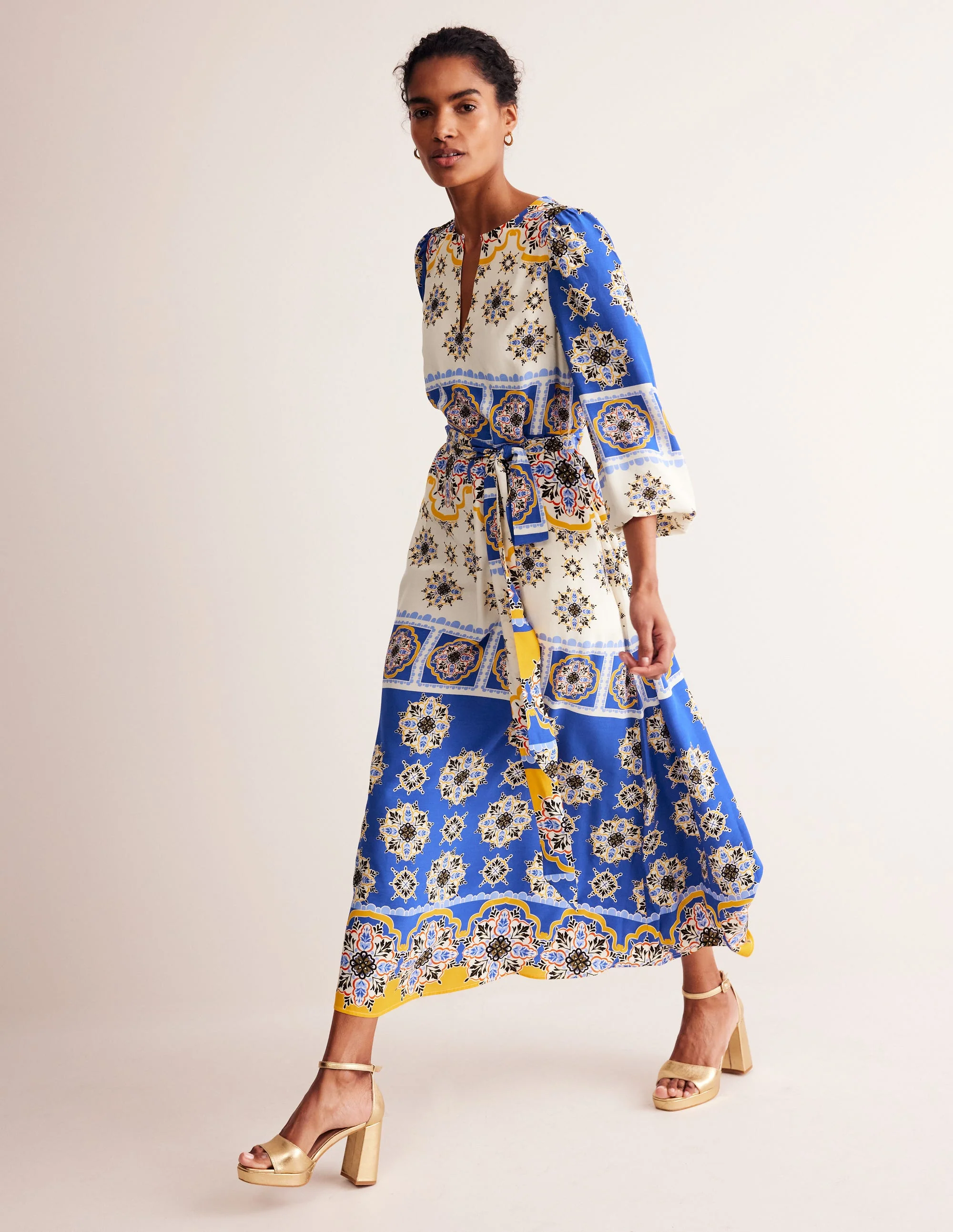 Occasion Blouson Maxi Dress-Surf The Web, Mosaic Charm - Image 4