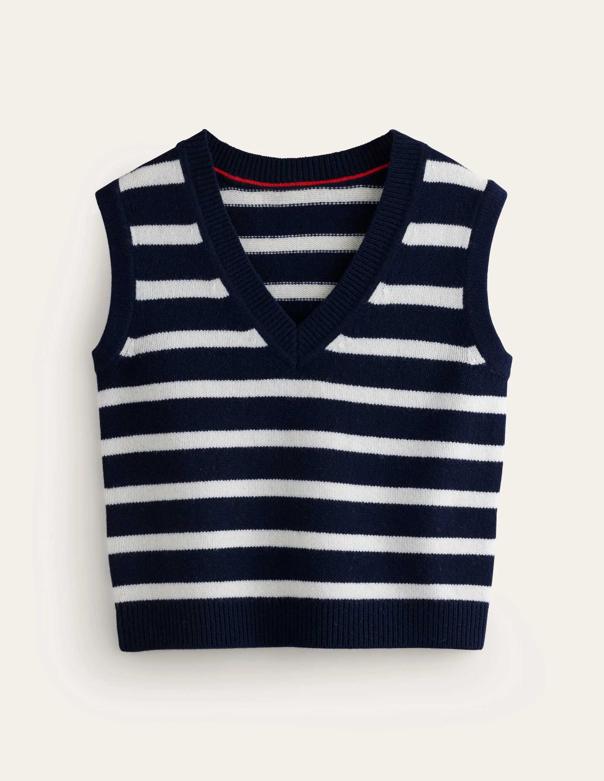 Olivia Merino Vest-Navy, Ivory - Image 7