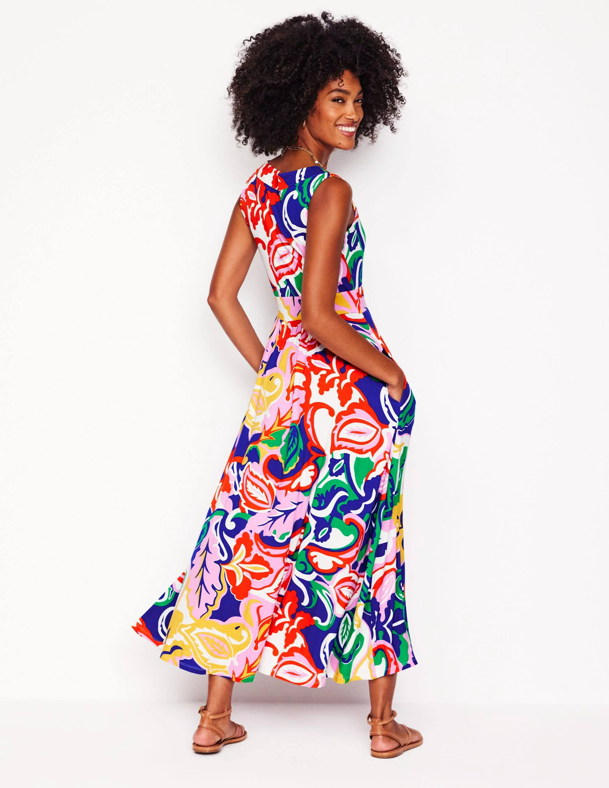Olympia Jersey Maxi Dress-Multi, Foliage Twirl - Image 3