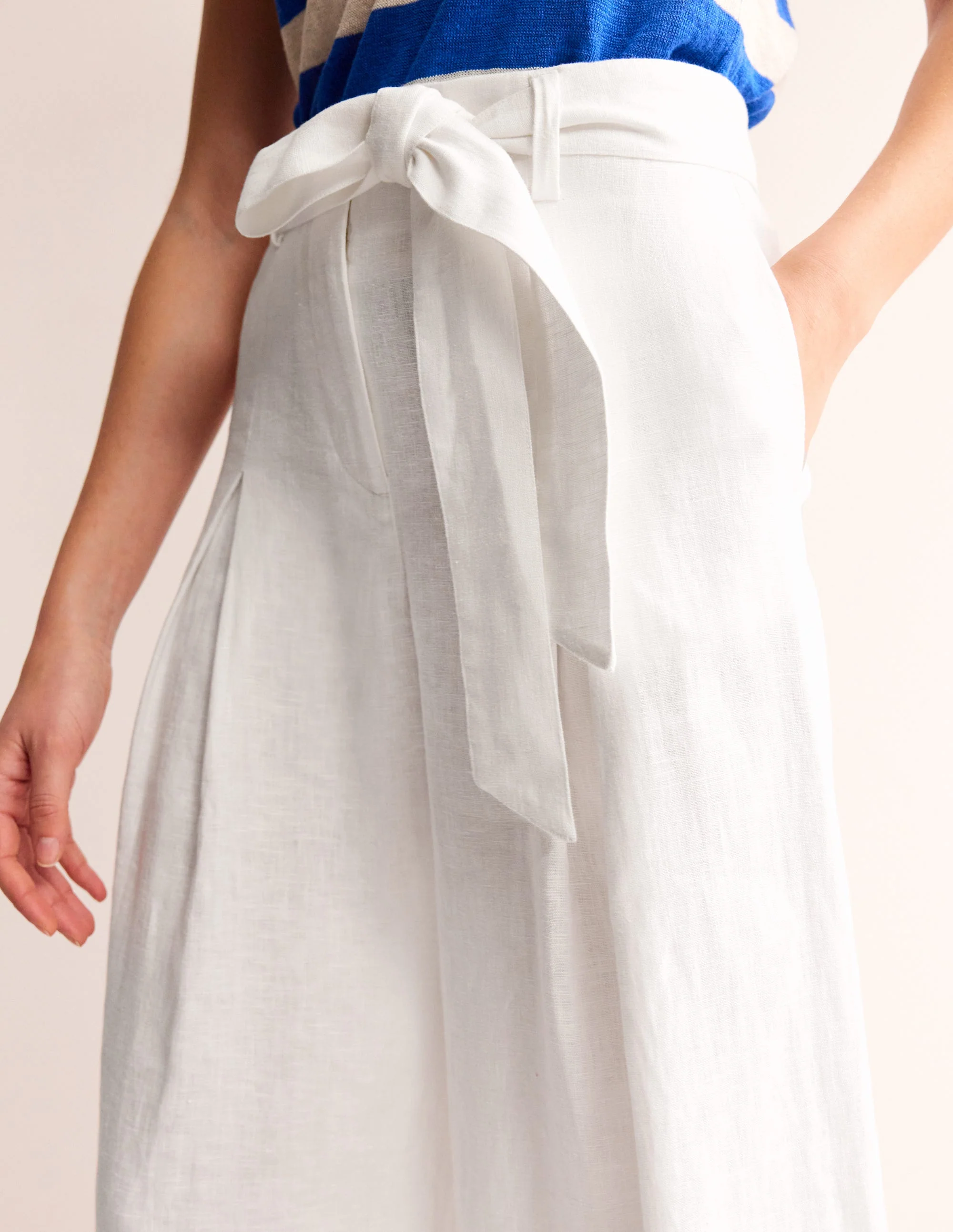 Palazzo Linen Pants-White - Image 2