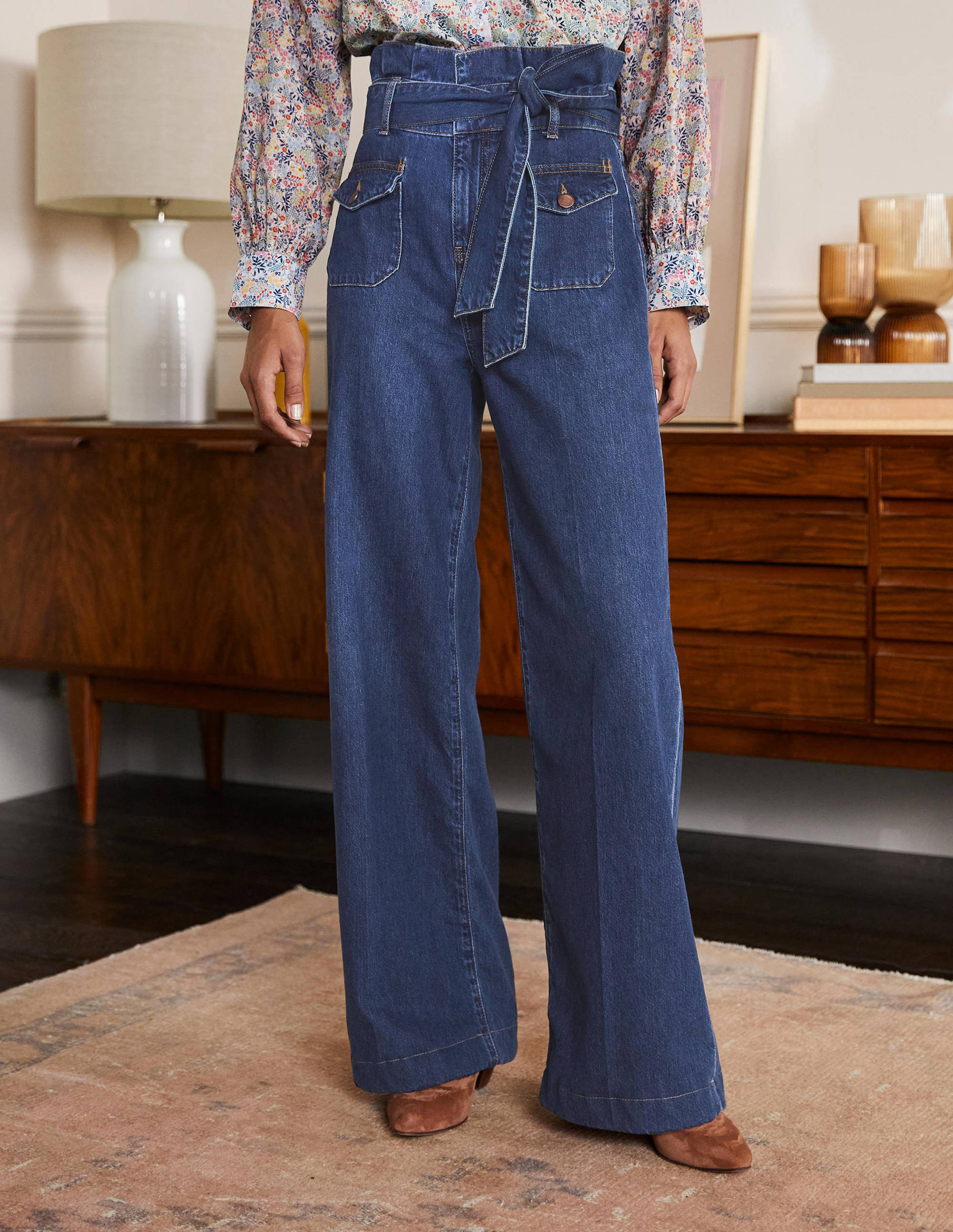 Paperbag Wide Leg Jeans-Mid Vintage - Image 3