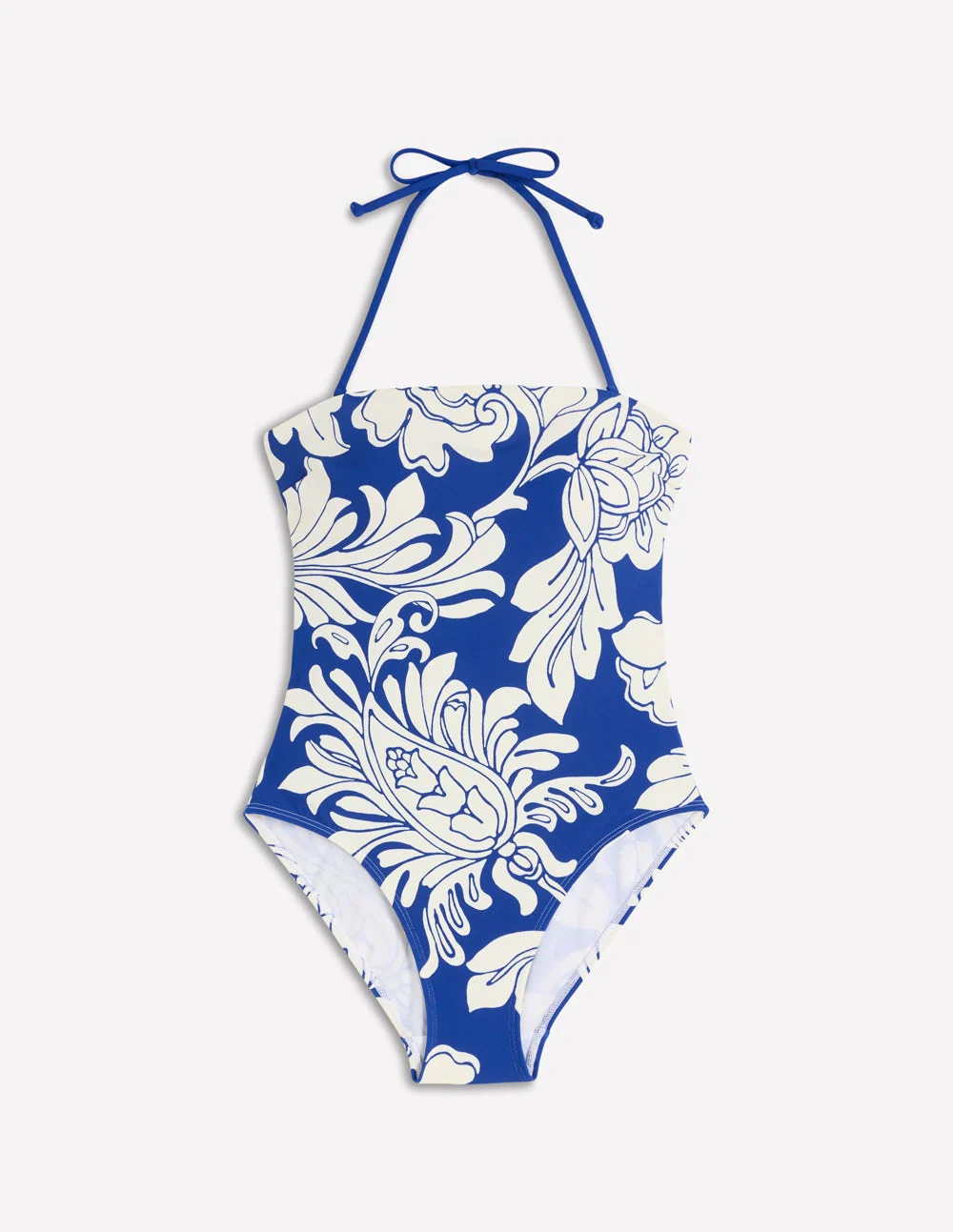 Paros Bandeau Swimsuit-Blue, Botanical Flourish - Image 5
