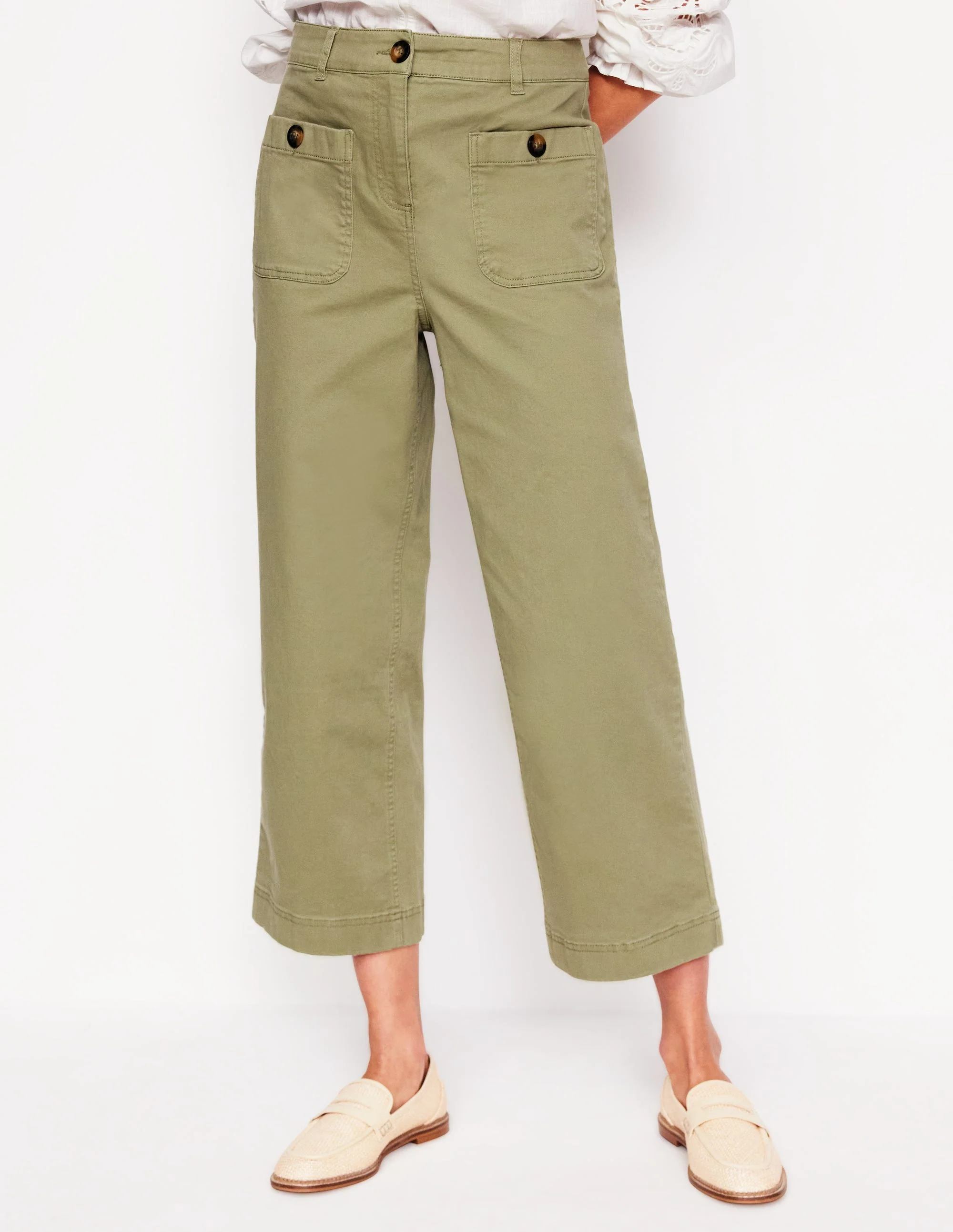 Patch Pocket Crop Chino Pants-Larch Green - Image 4