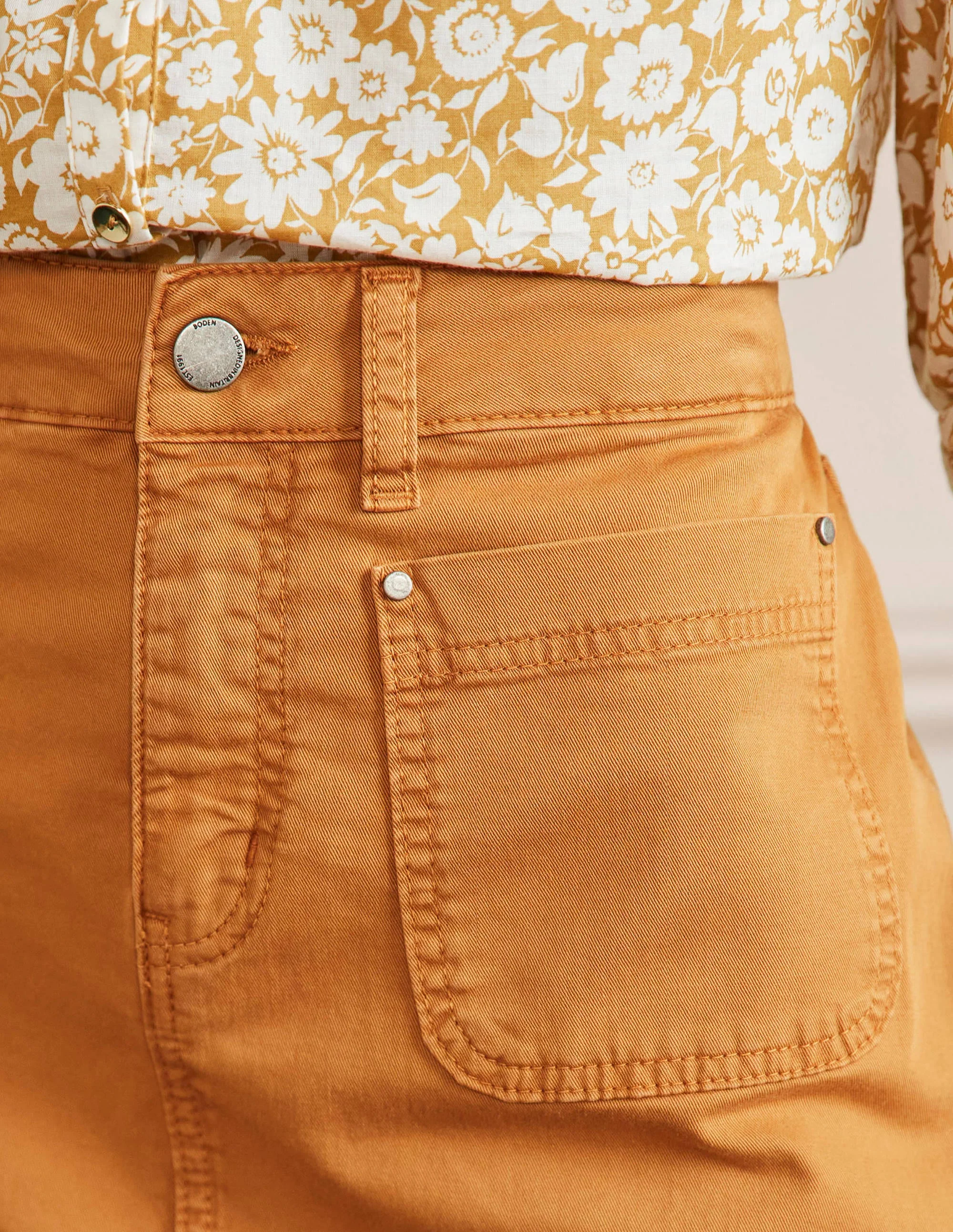 Patch Pocket Skirt-Teak Wood Brown - Image 2