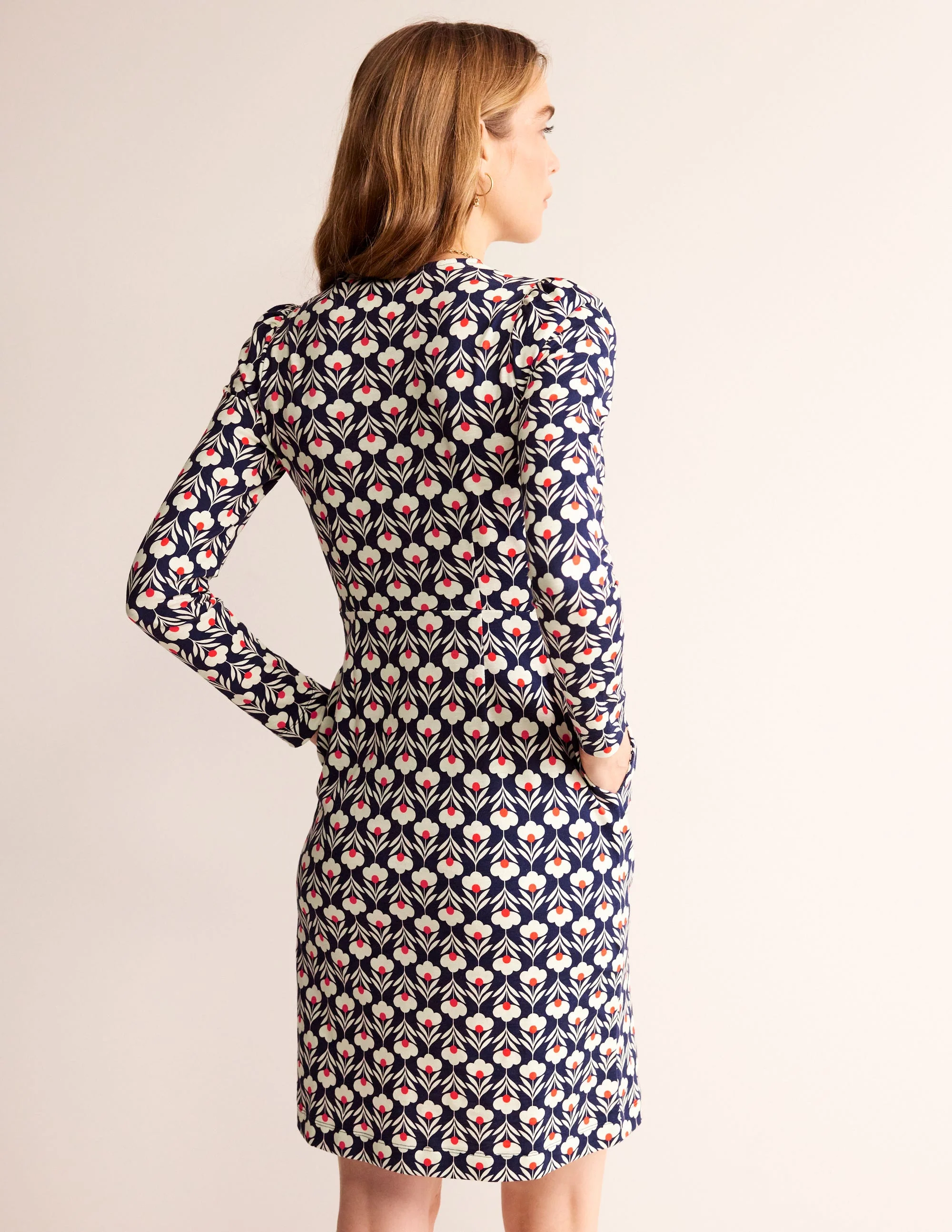 Penelope Jersey Dress-Navy, Petal Head - Image 3