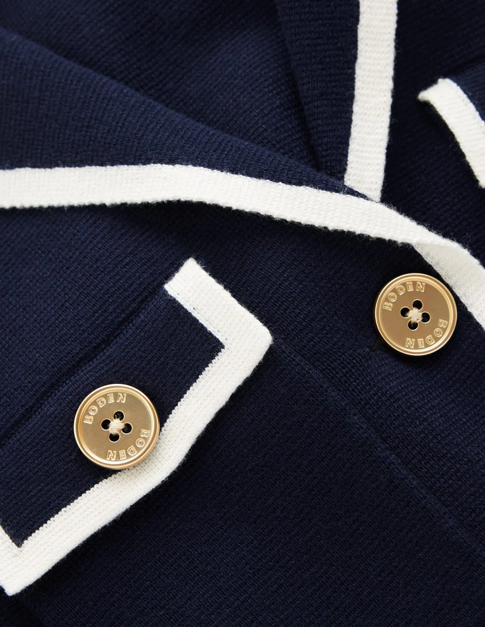 Phoebe Collared Knitted Jacket-Navy - Image 7