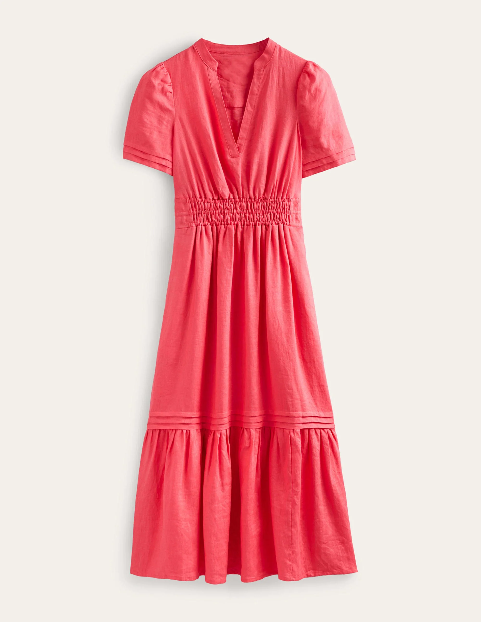 Pintuck Detail Midi Dress-Coral - Image 6