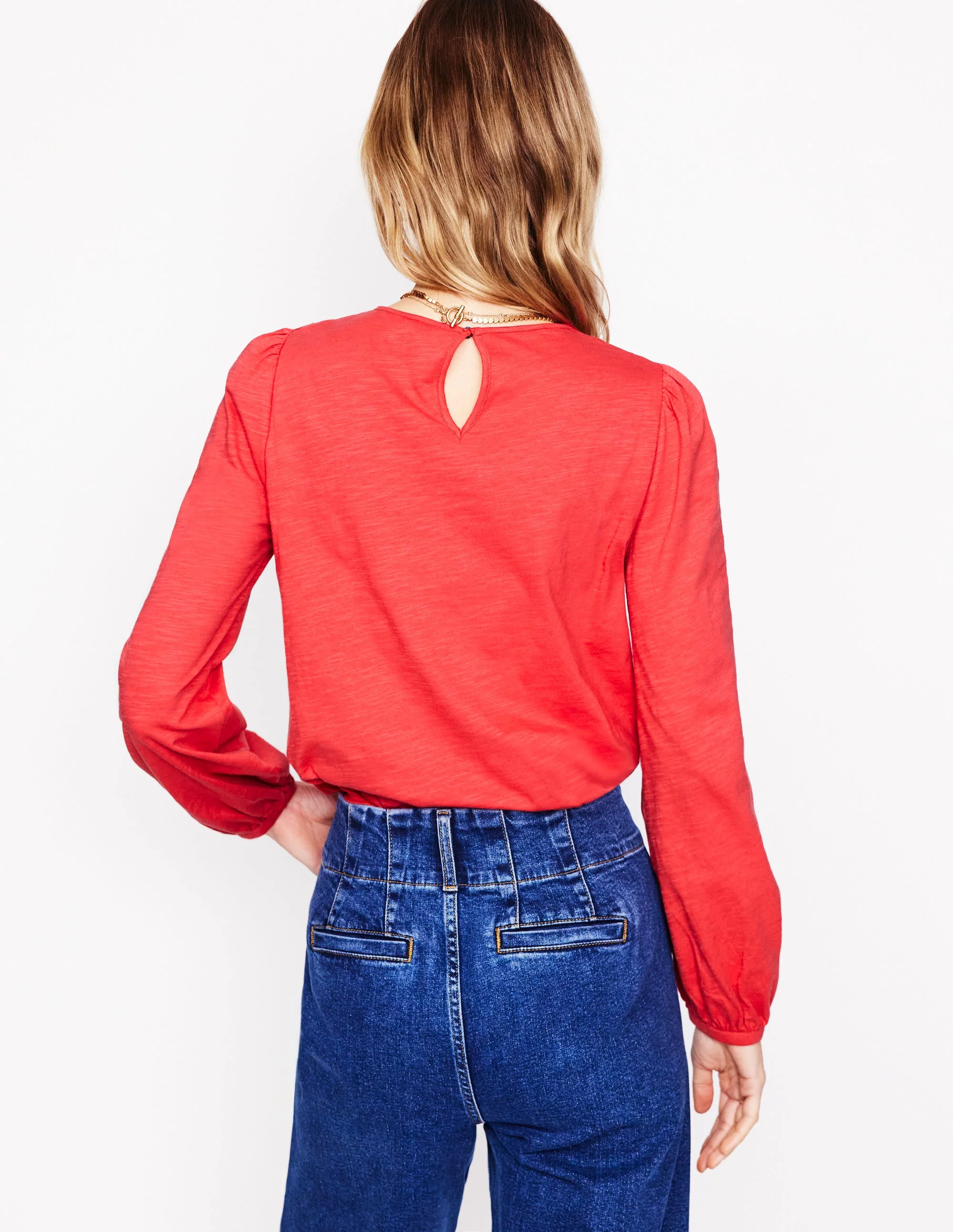 Pintuck Yoke Top-Berry Red - Image 3