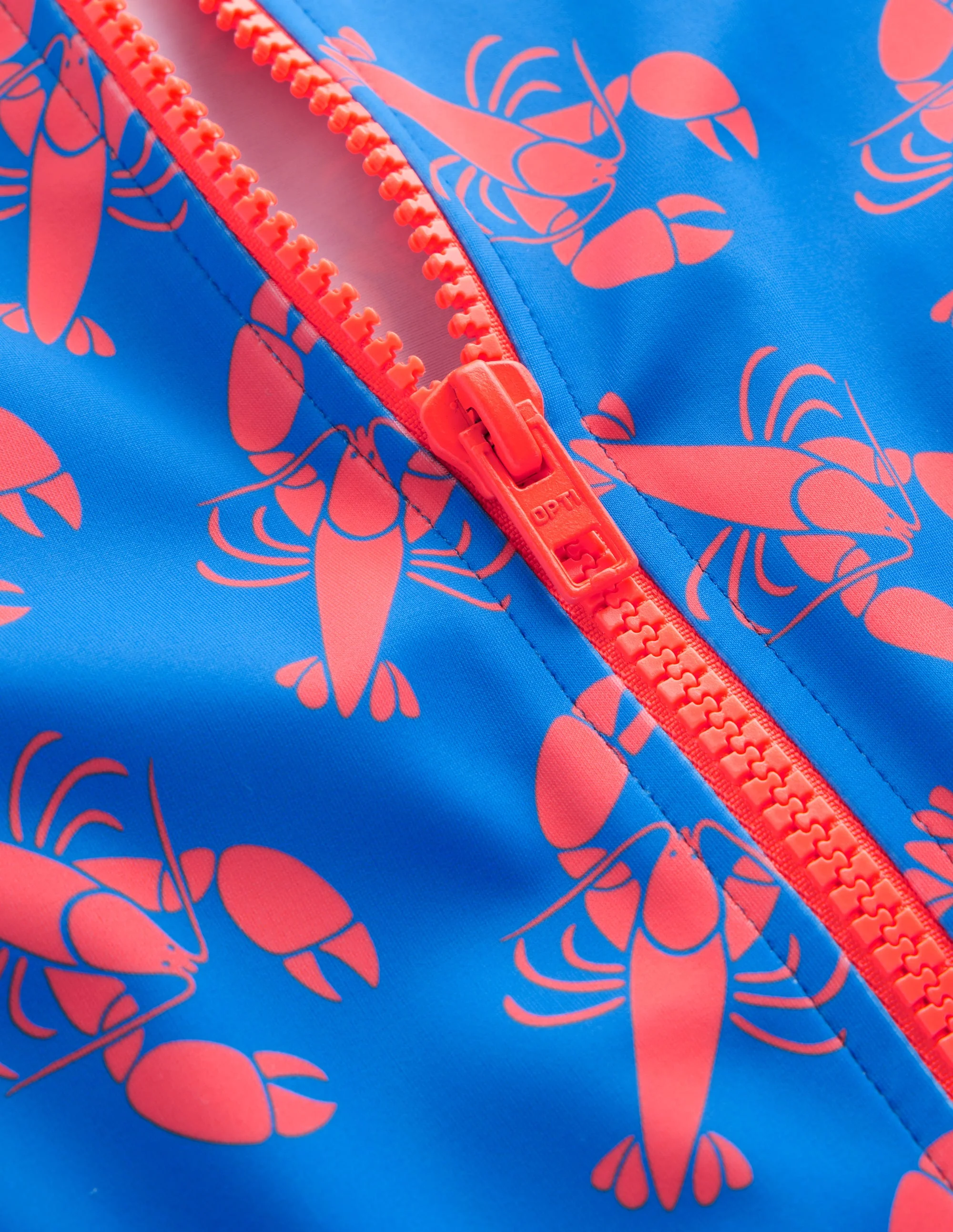 Piped Raglan Sleeve Swimsuit-Indigo Bunting, Lobster - Image 6