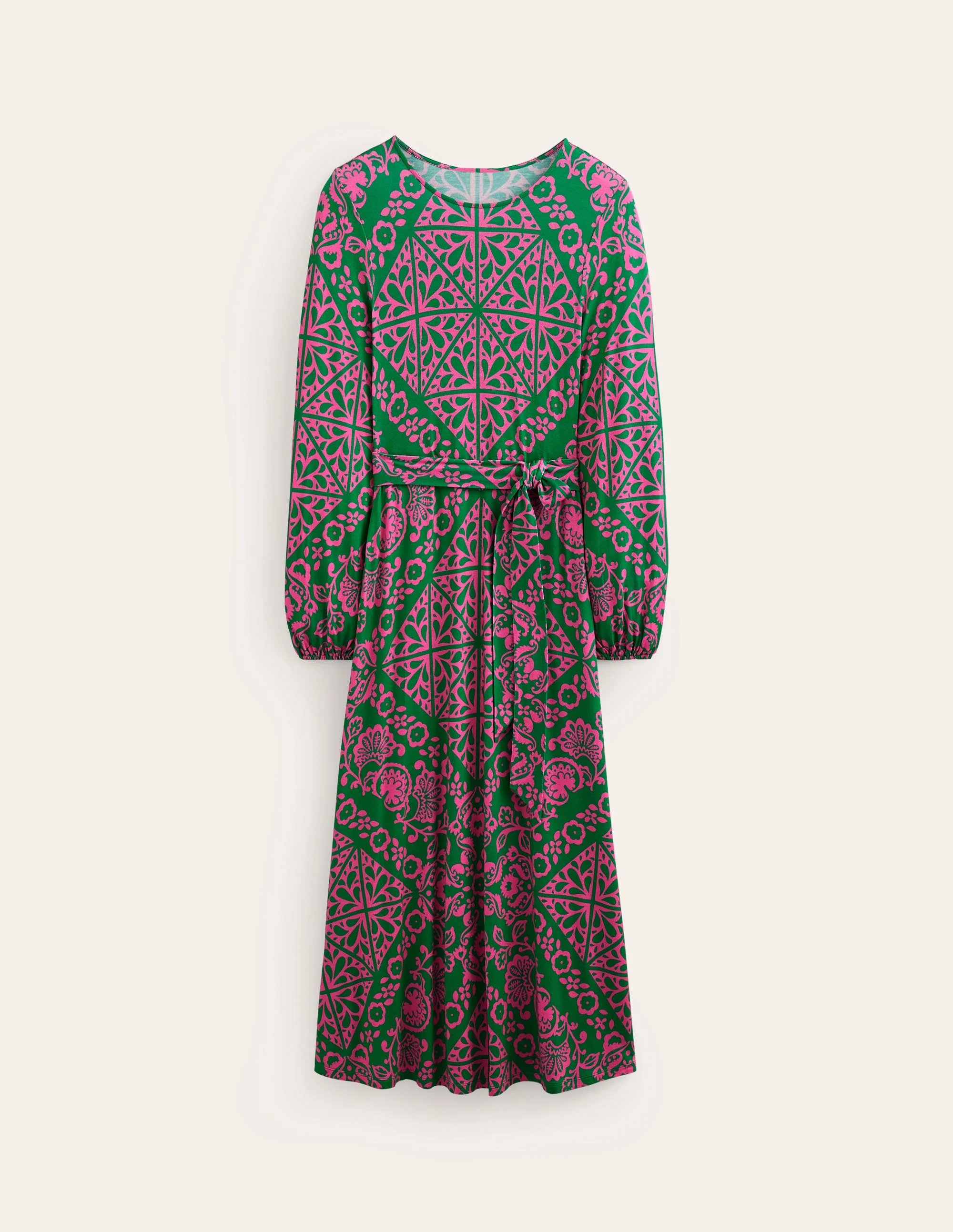Placement Print Jersey Dress-Green, Mosaic Terrace - Image 5
