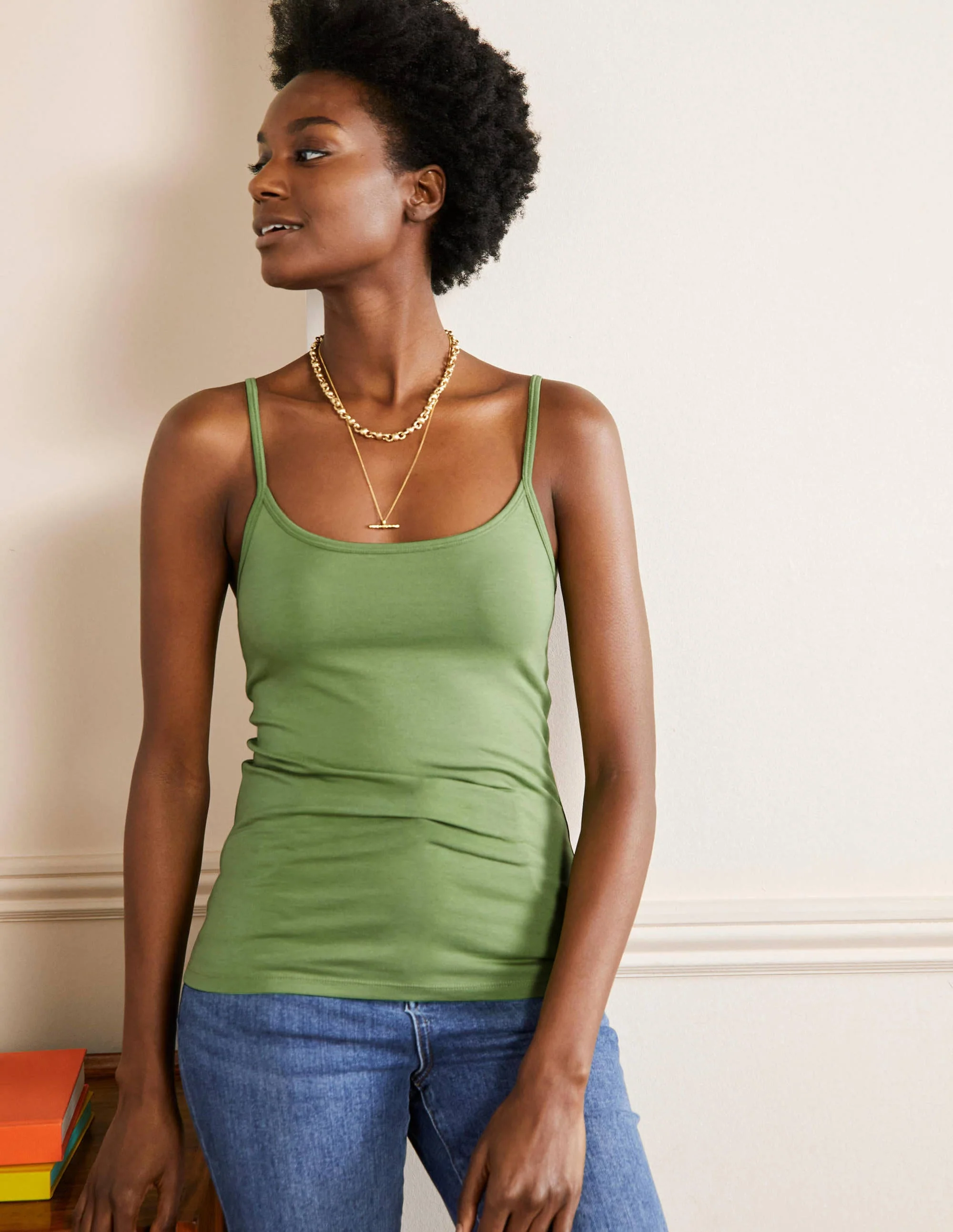 Plain Cami Top-English Ivy