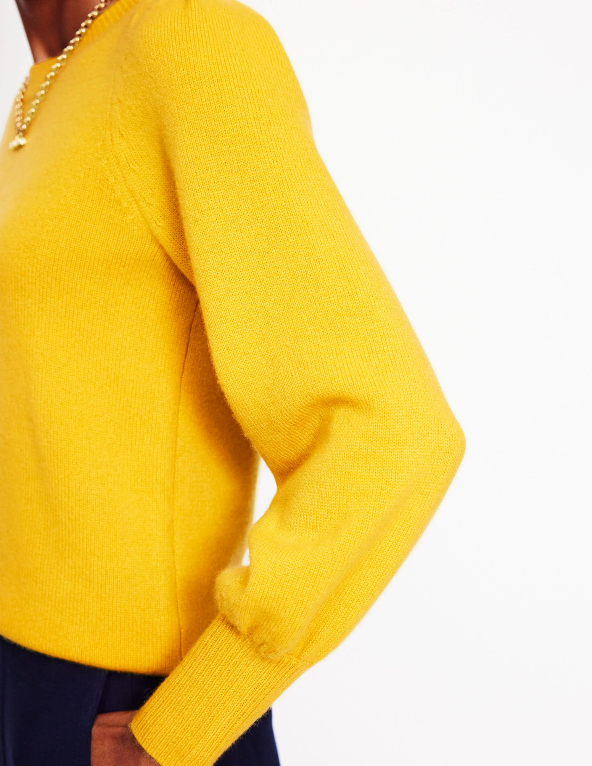 Pleated Cashmere Sweater-Ceylon Yellow - Image 2