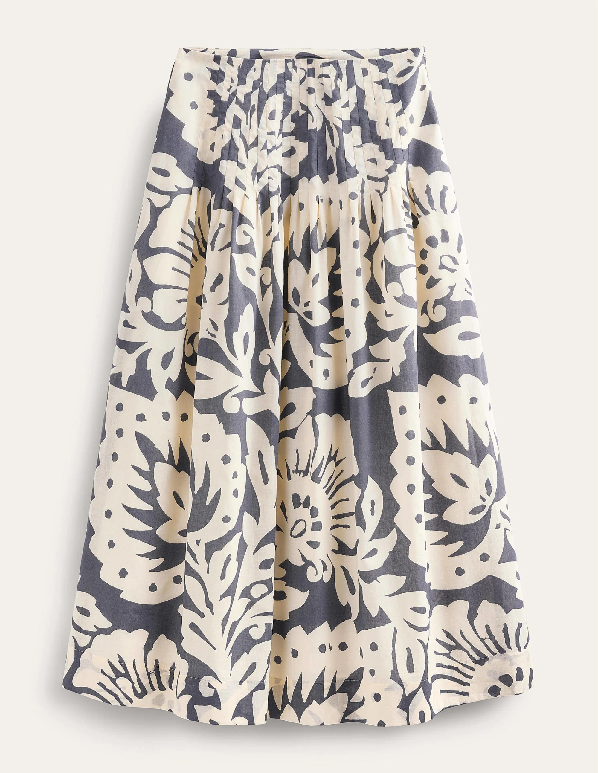 Pleated Cotton Midi Skirt-Sapphire, Oak Terrace - Image 5