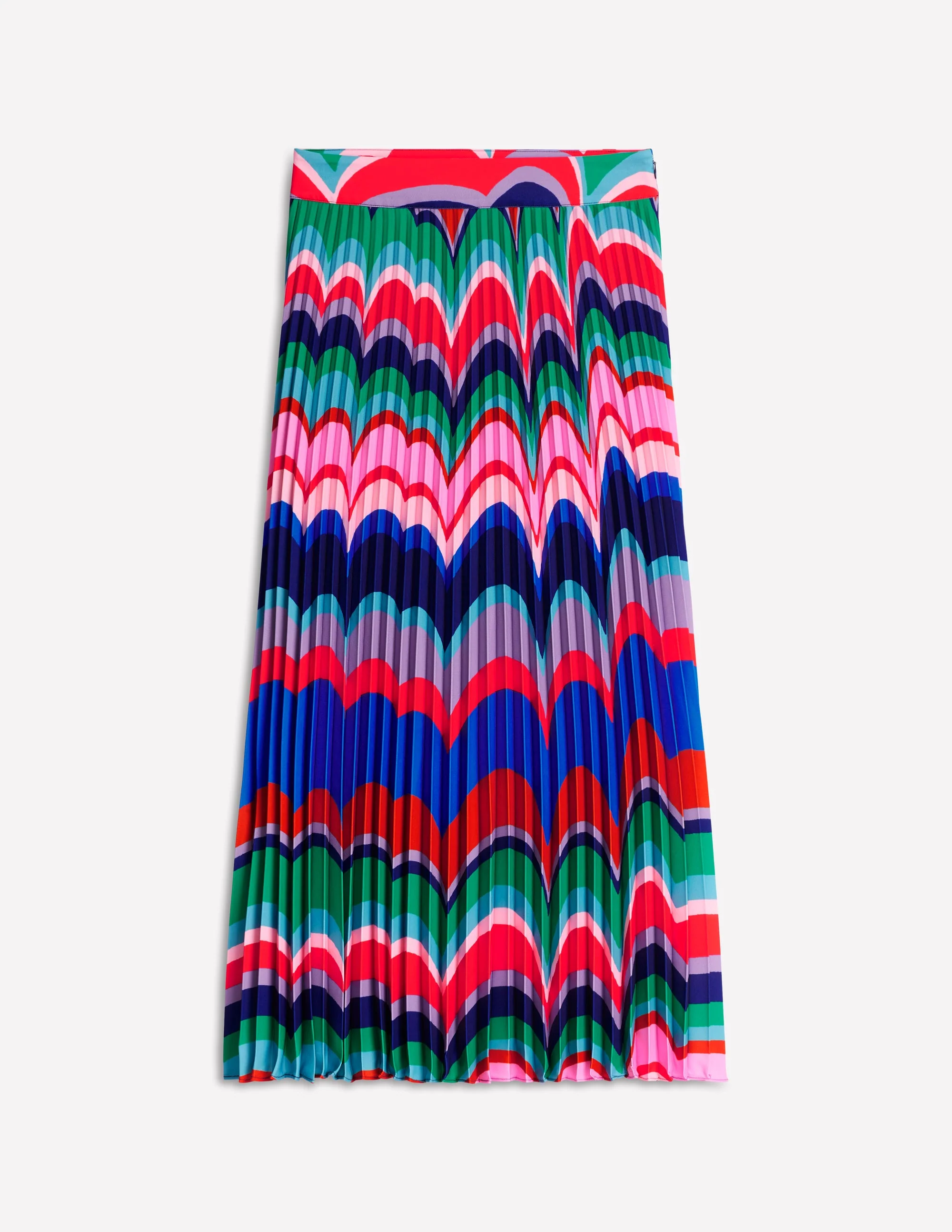 Pleated Maxi Skirt-Abstract Wave - Image 6
