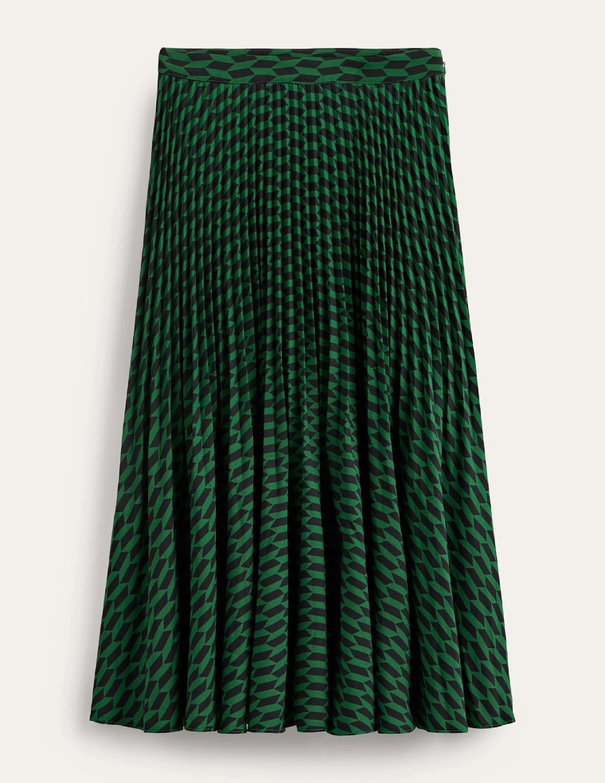 Pleated Midi Skirt-Bright Green, Terrace Geo - Image 5