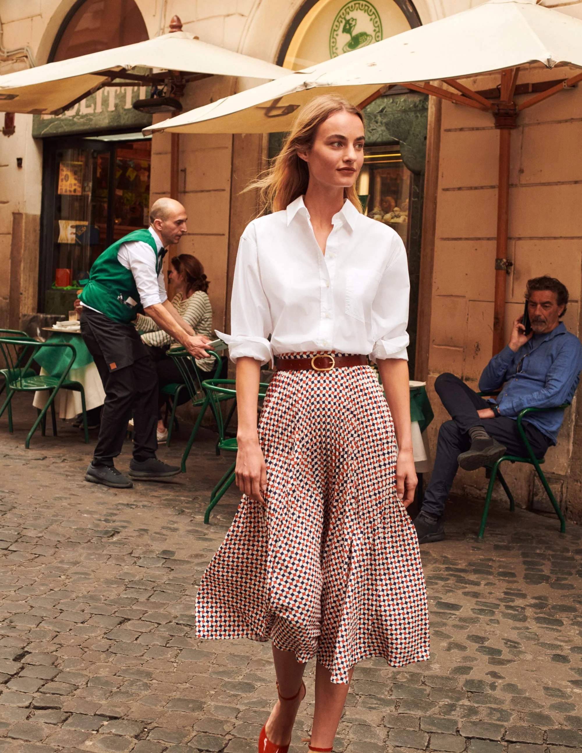 Pleated Midi Skirt-Fiesta Orange, Diamond - Image 6