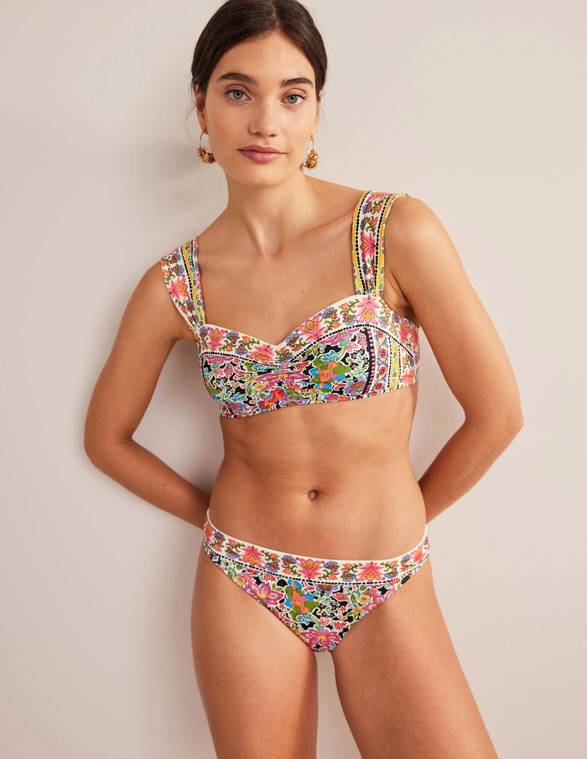 Pleated Strap Bikini Top-Multi, Carnation Garden - Image 4