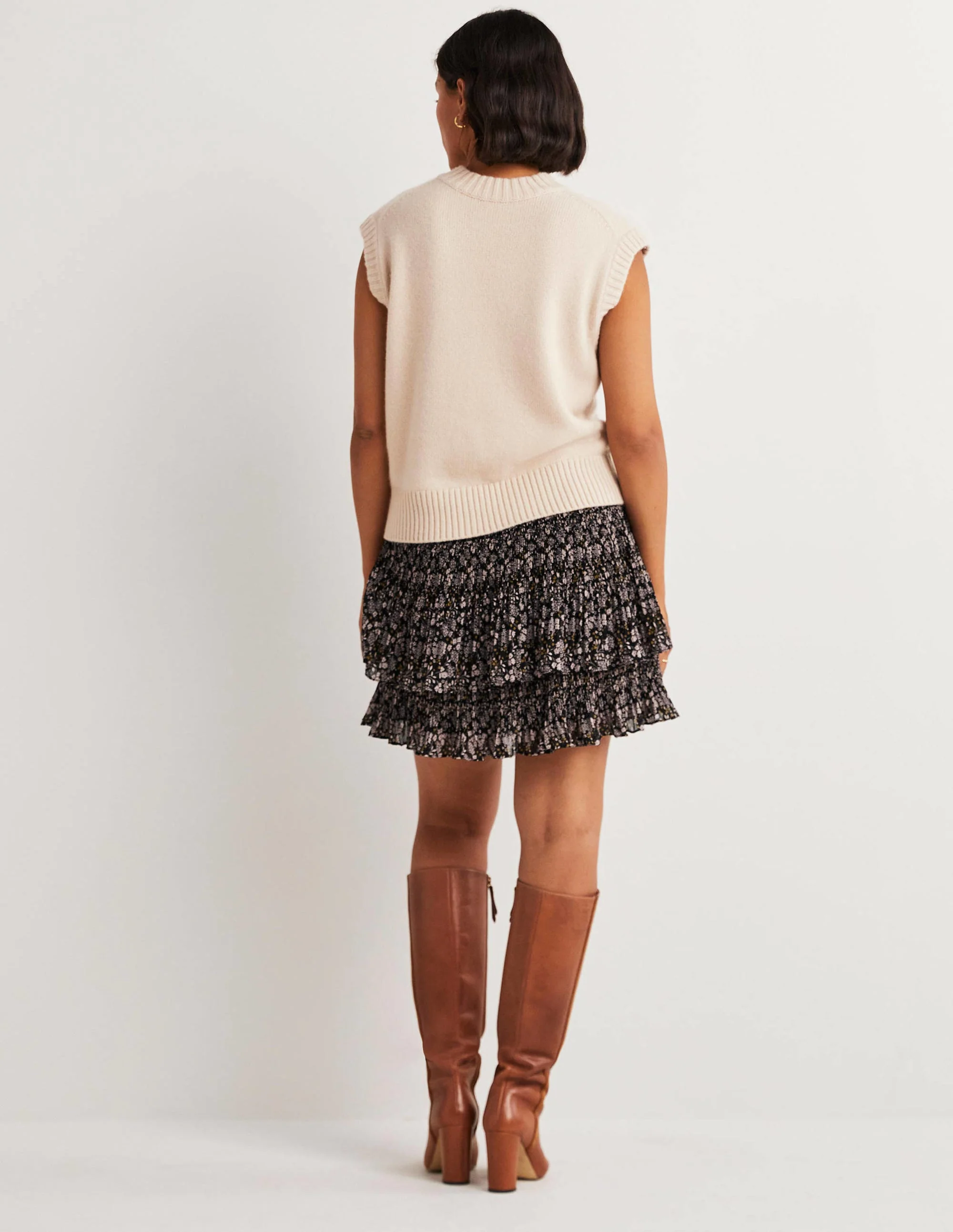 Plisse Mini Skirt-Black, Prairie Garden - Image 3