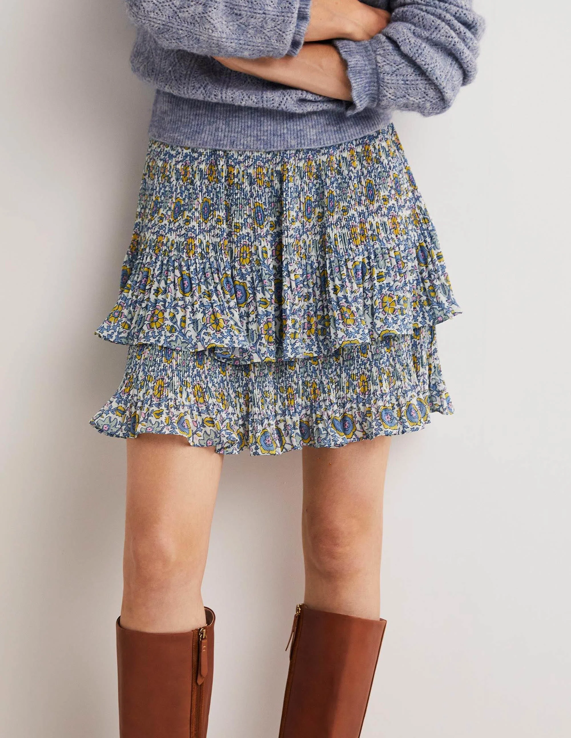 Plisse Mini Skirt-Ivory, Enchanting Twig - Image 4