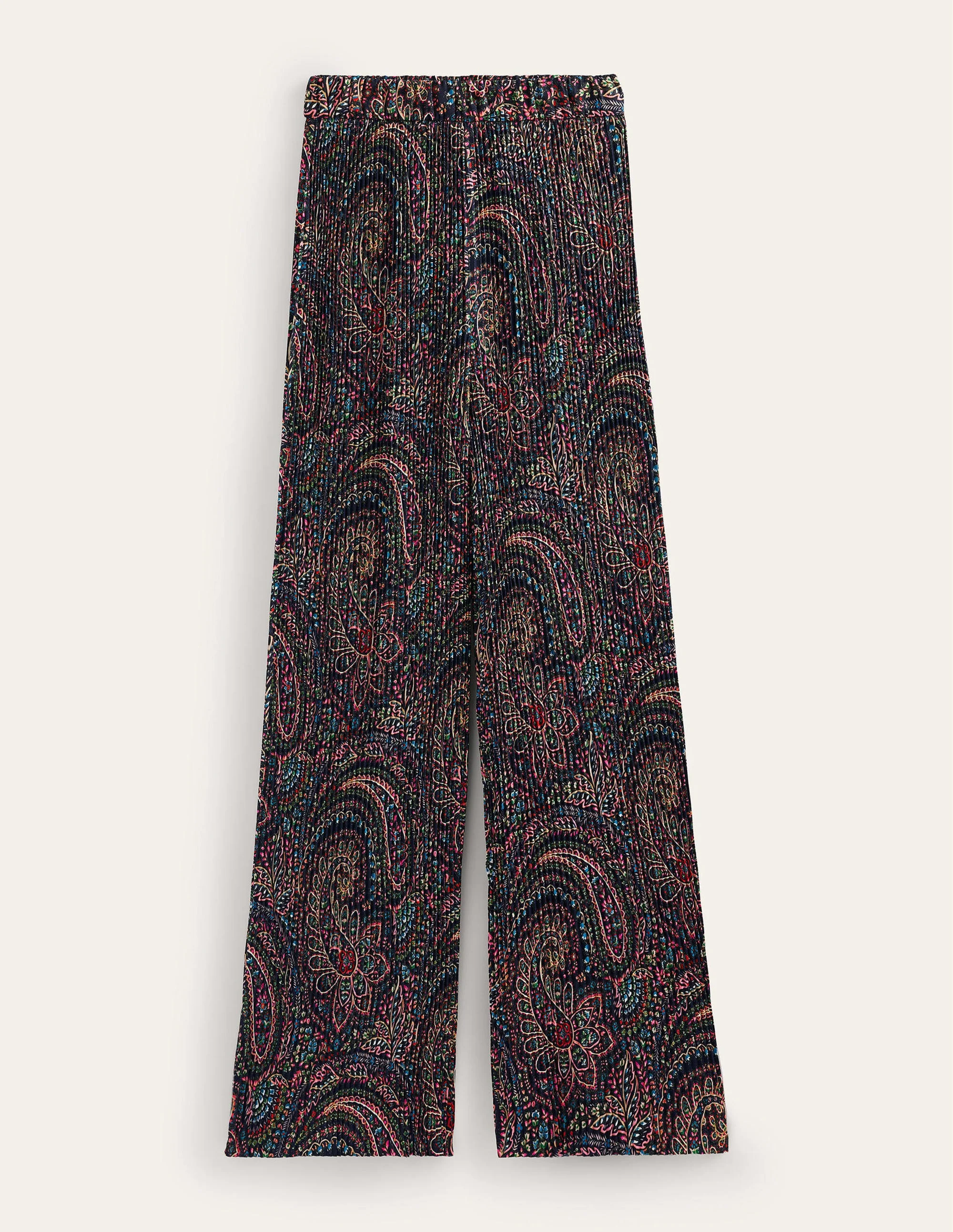 Plisse Satin Wide Leg Trousers-Light Navy, Palace - Image 5