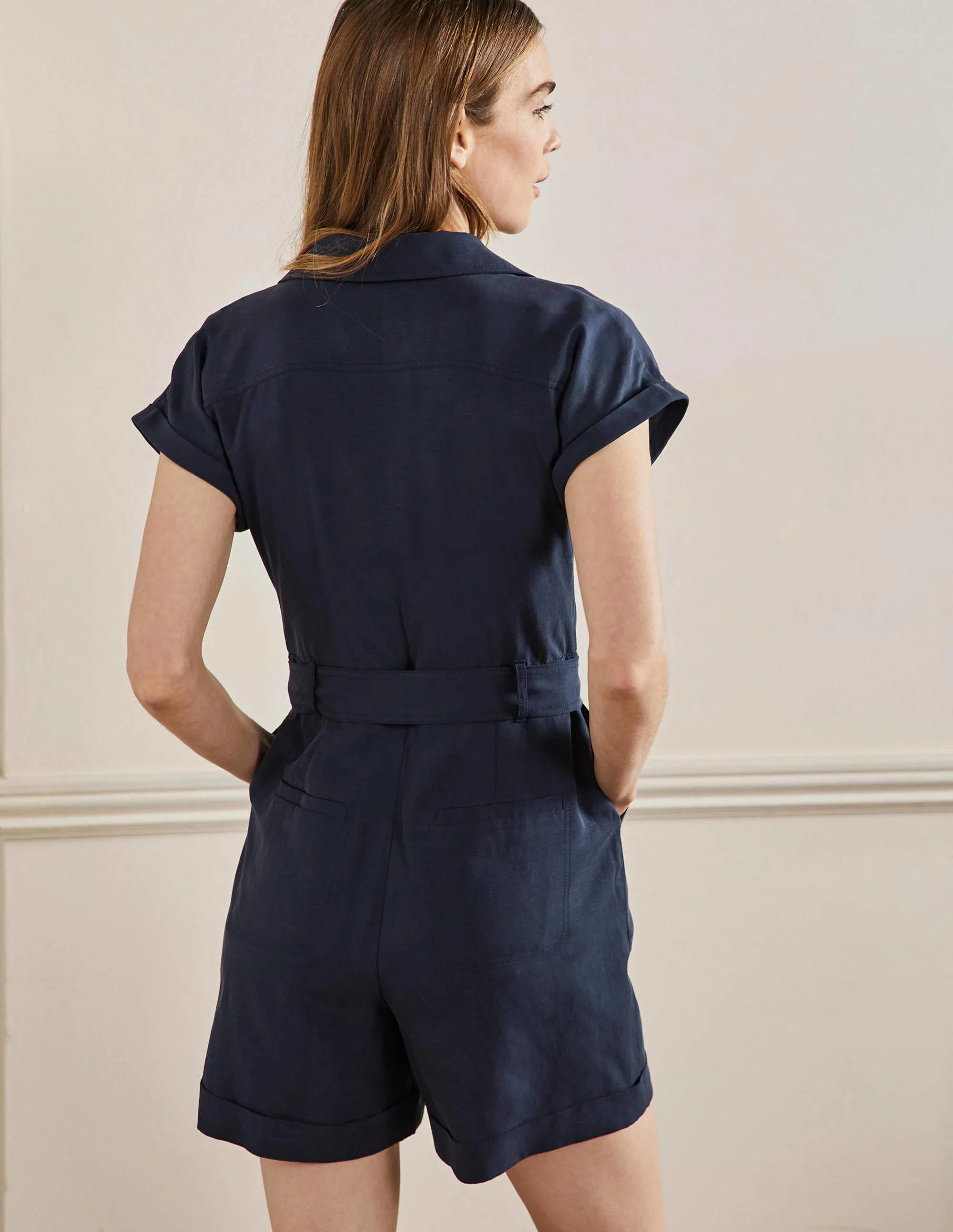 Pocket Detail Romper-NAVY - Image 3