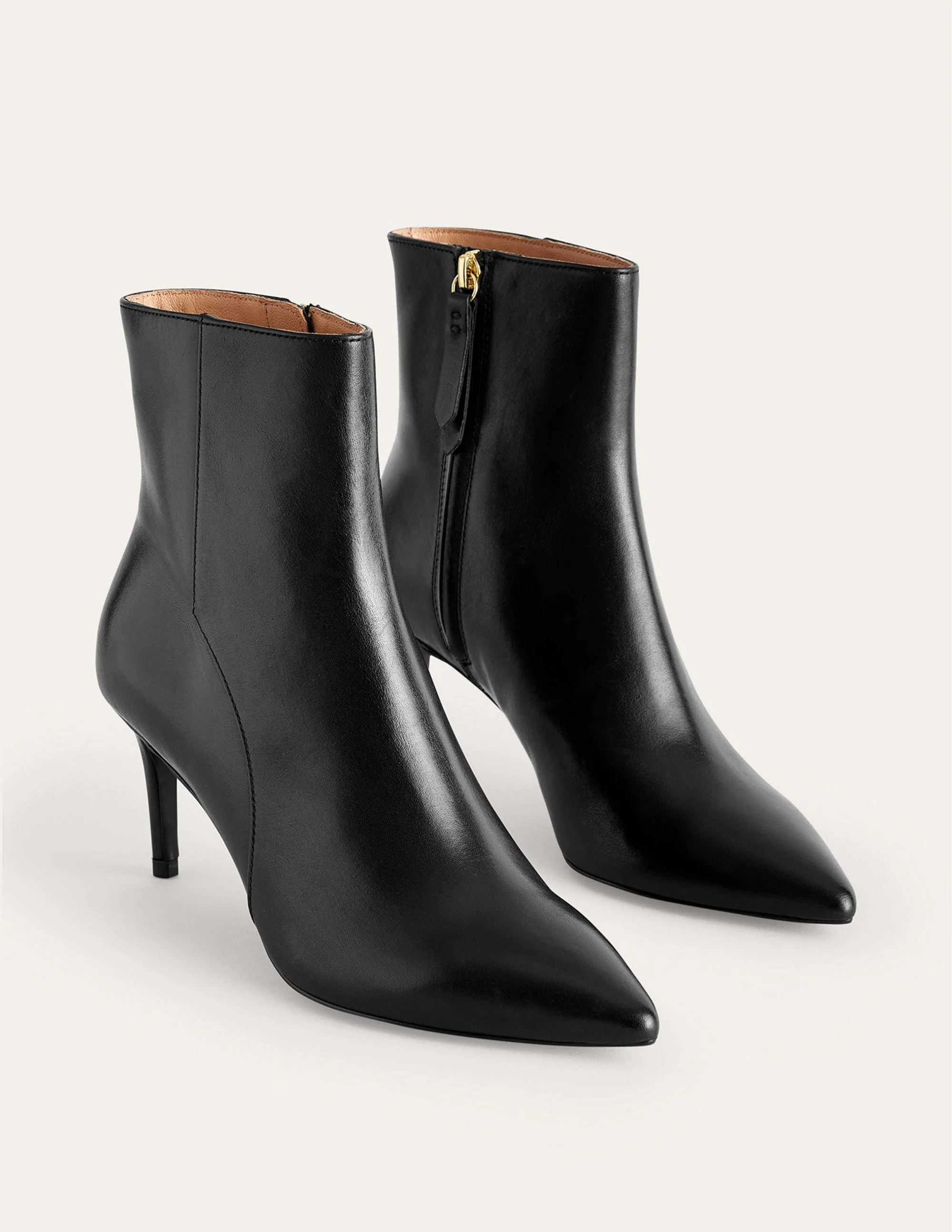 Pointed-Toe Ankle Boots-Black Leather - Image 3