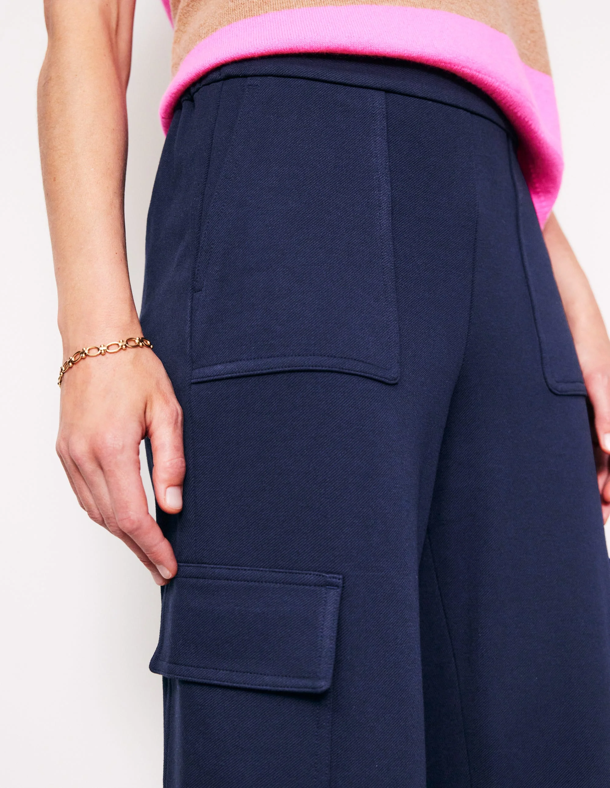 Ponte Twill Tapered Pants-Navy - Image 2