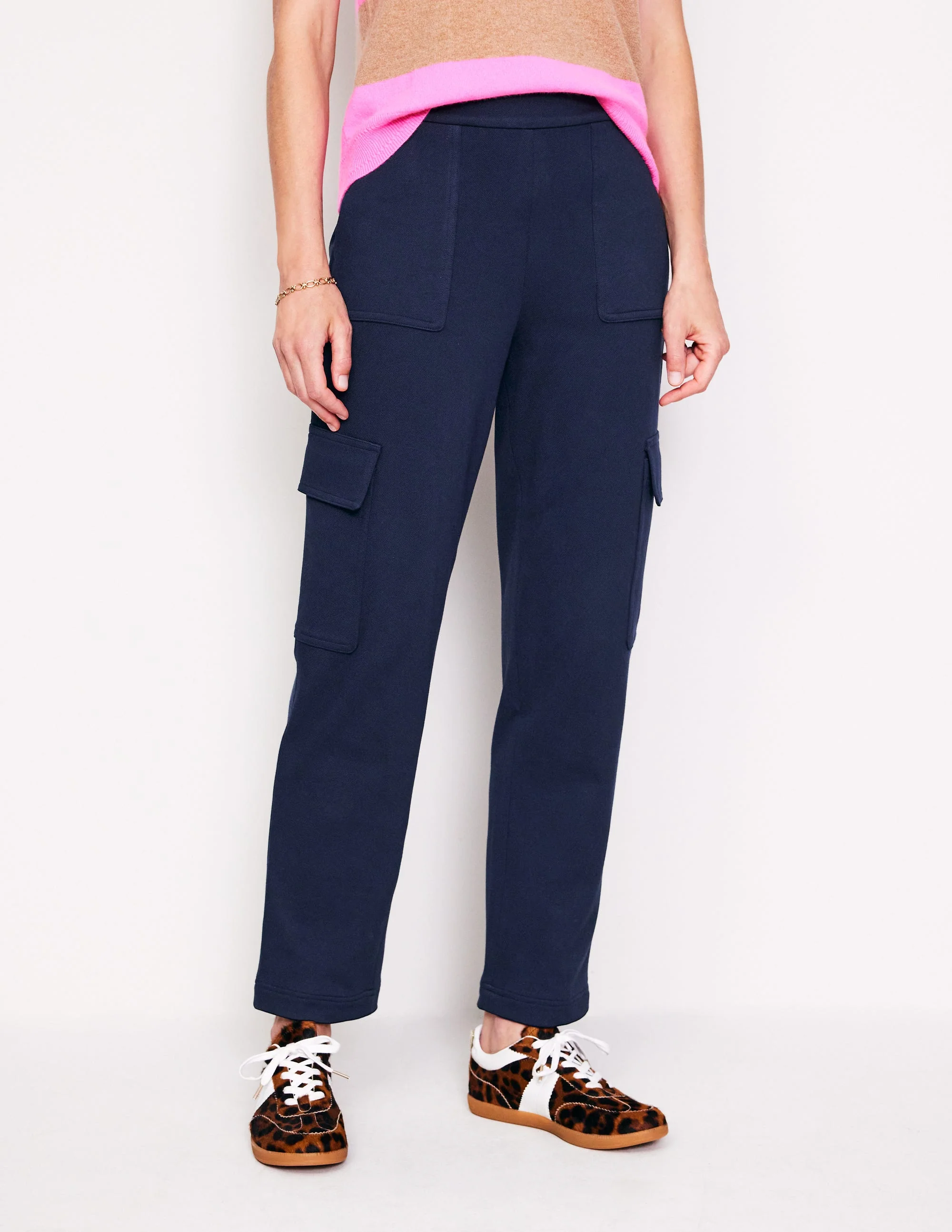 Ponte Twill Tapered Pants-Navy - Image 4