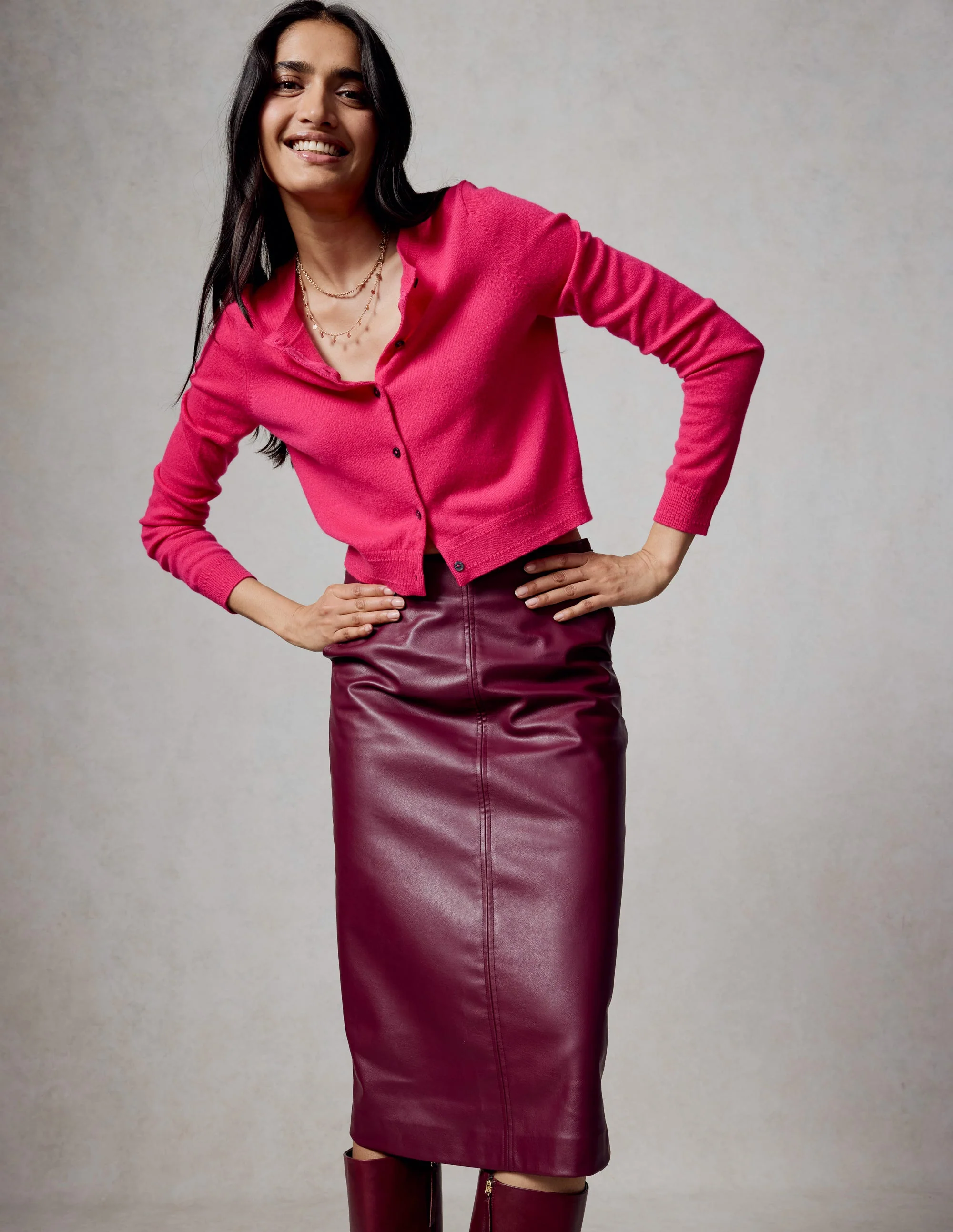 PU Straight Skirt-Ox Blood - Image 5