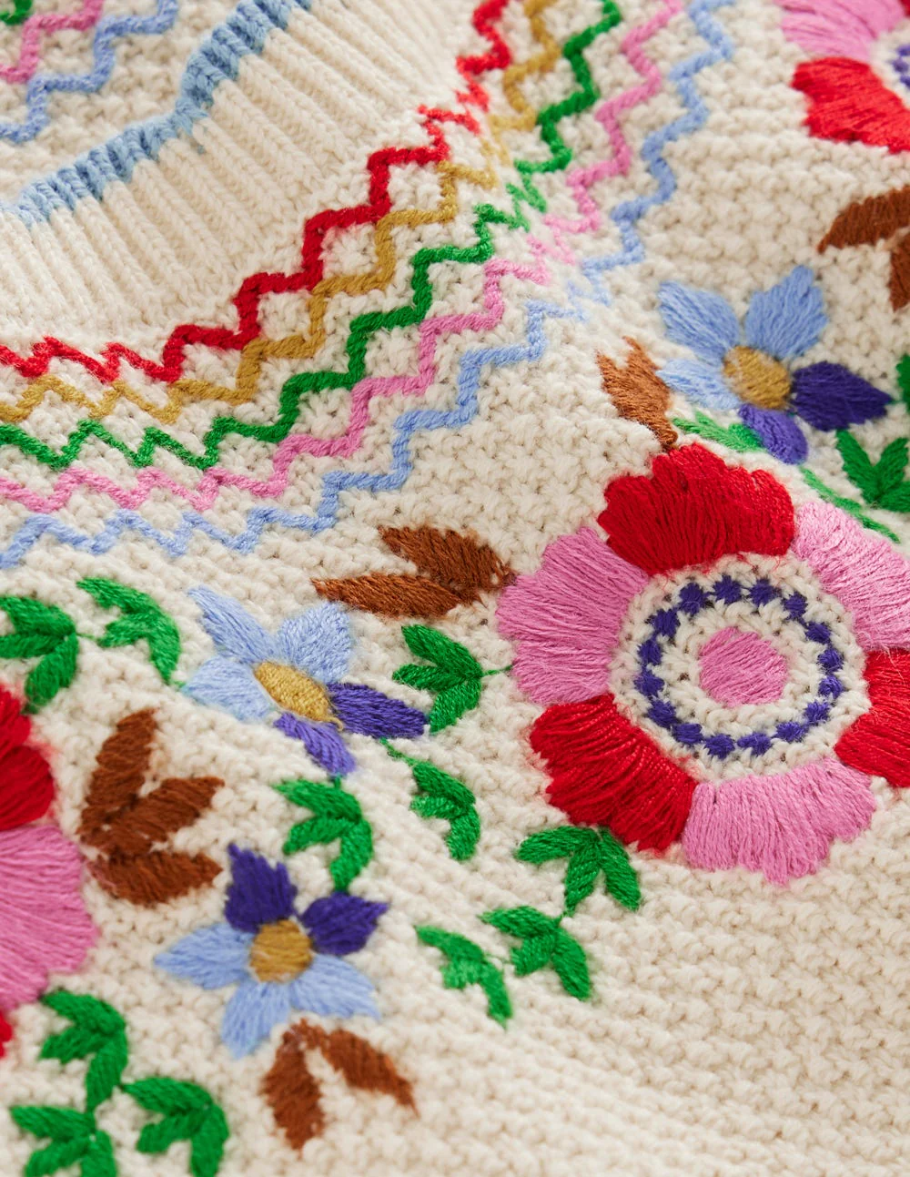 Puff Sleeve Embroidery T-shirt-Warm Ivory - Image 8