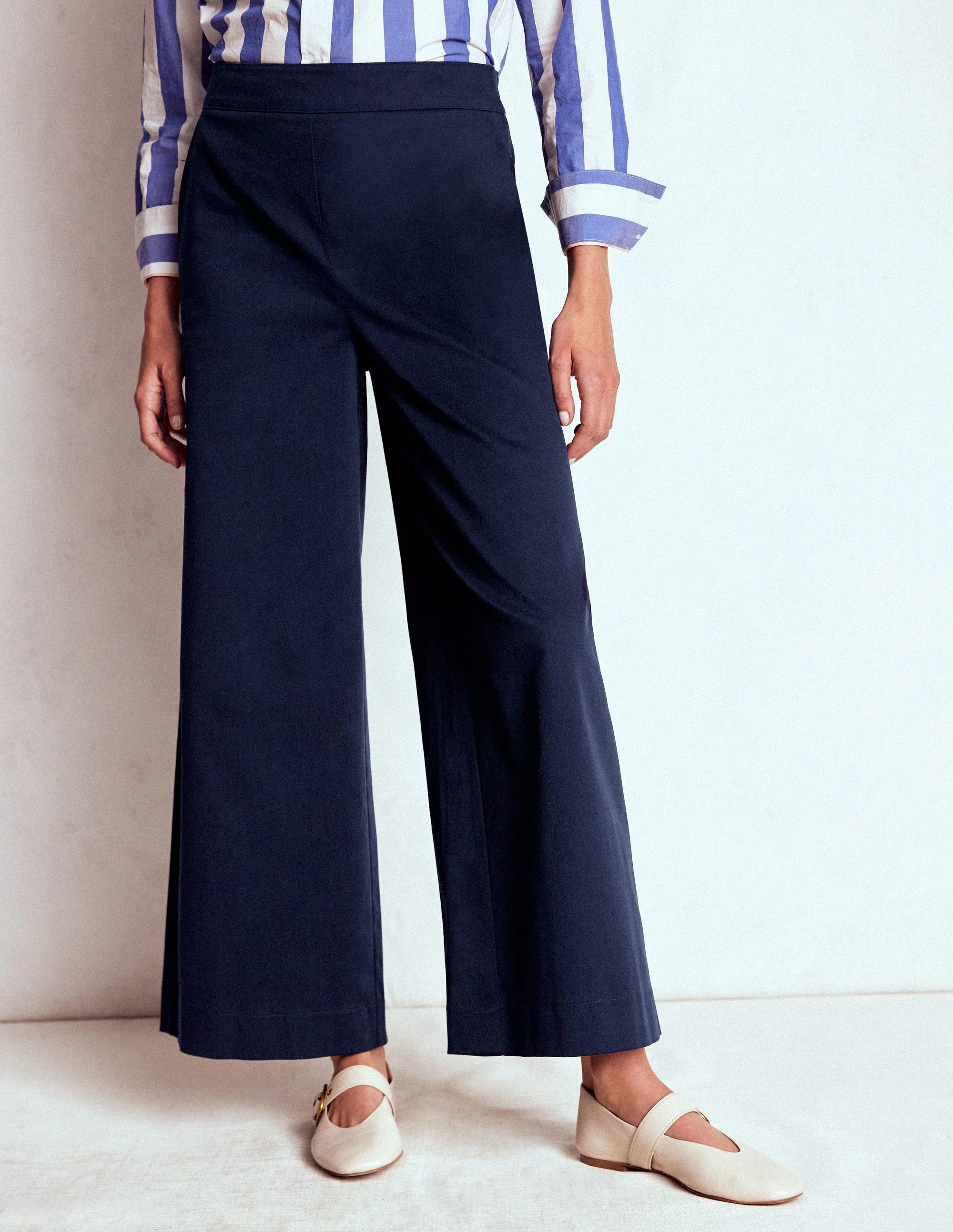 Pull-on Cropped Pants-Navy - Image 5