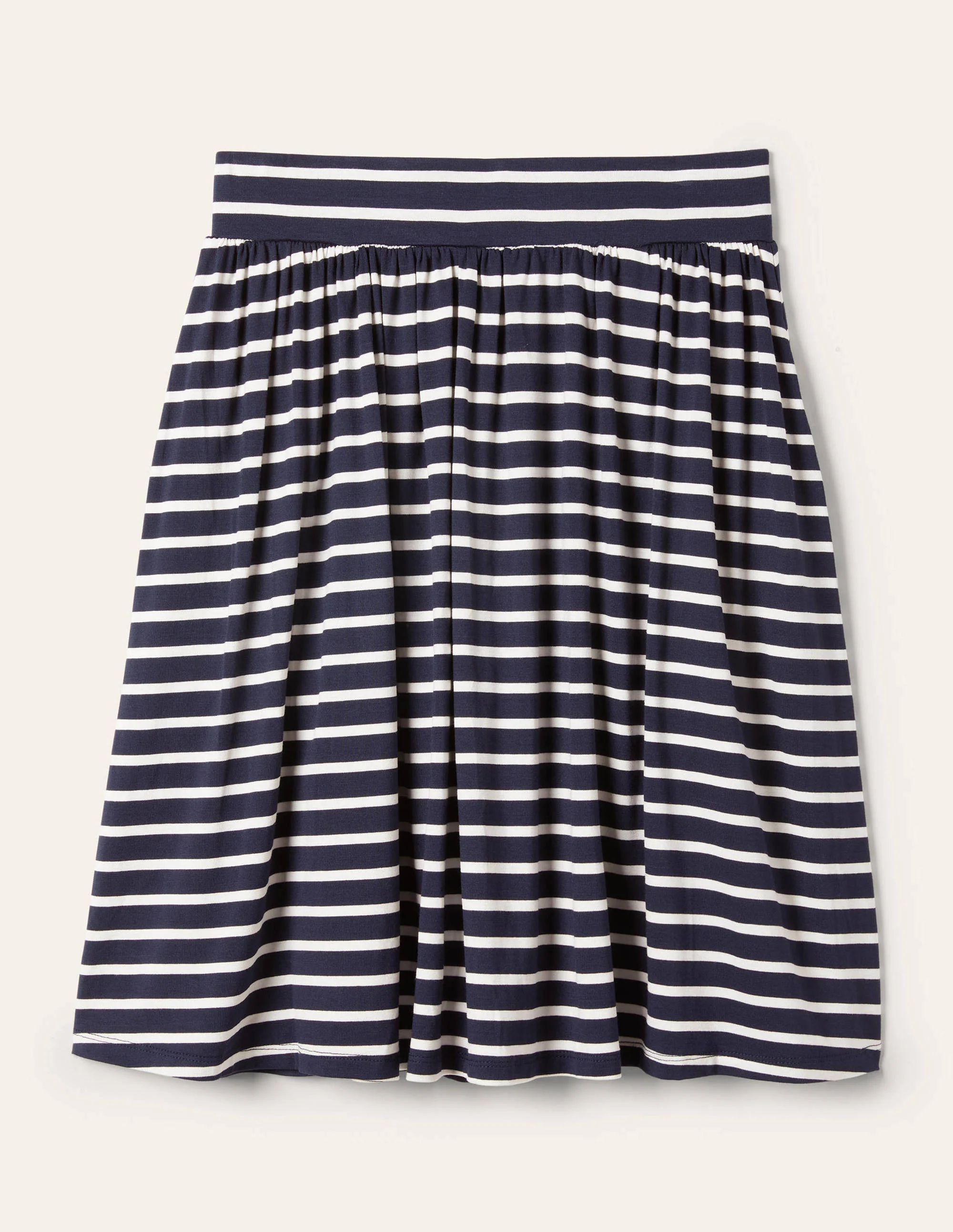 Pull On Jersey Mini Skirt-Navy and Ivory Stripe - Image 5