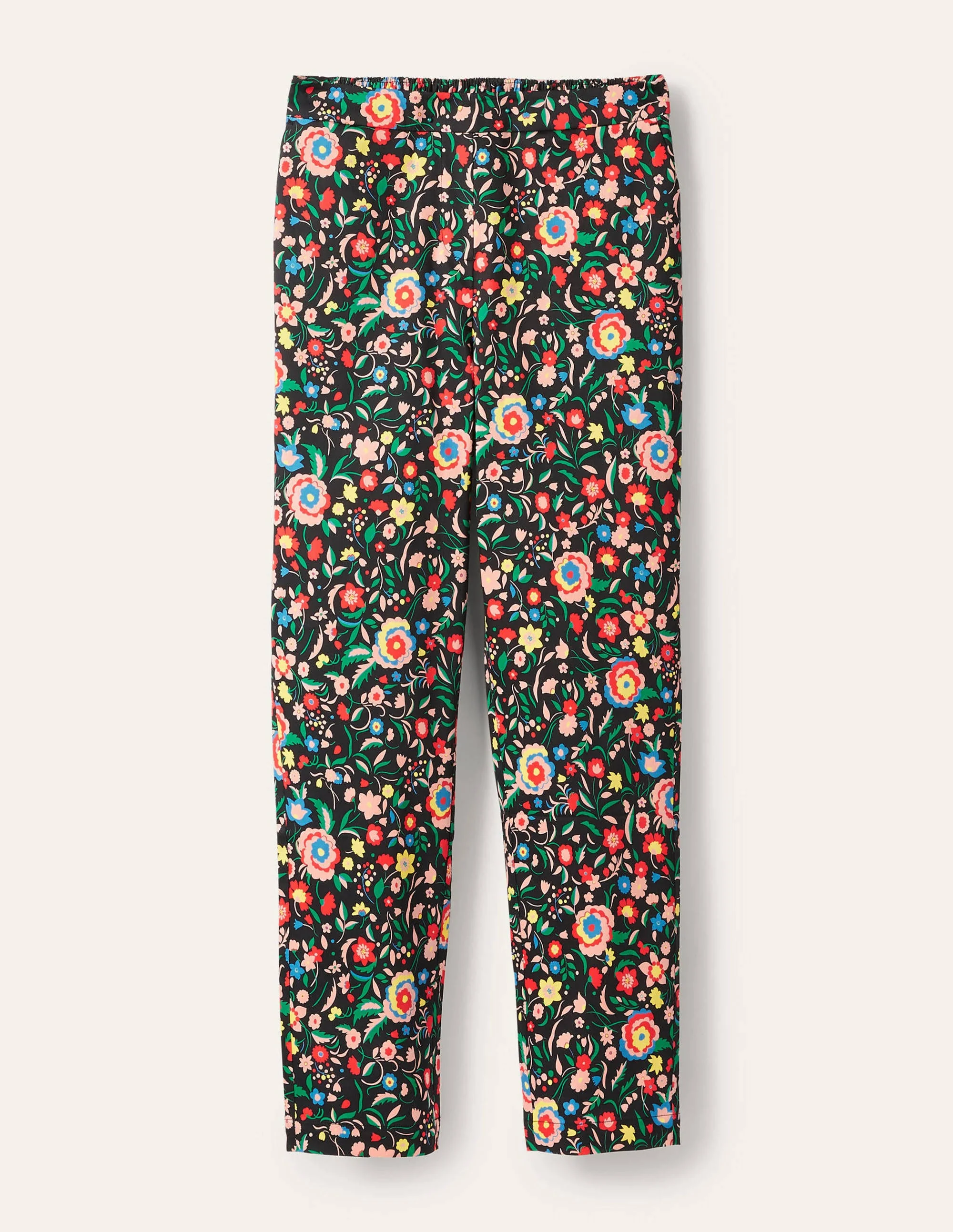 Pull On Pants-Black, Rainbow Floral Large - Image 6