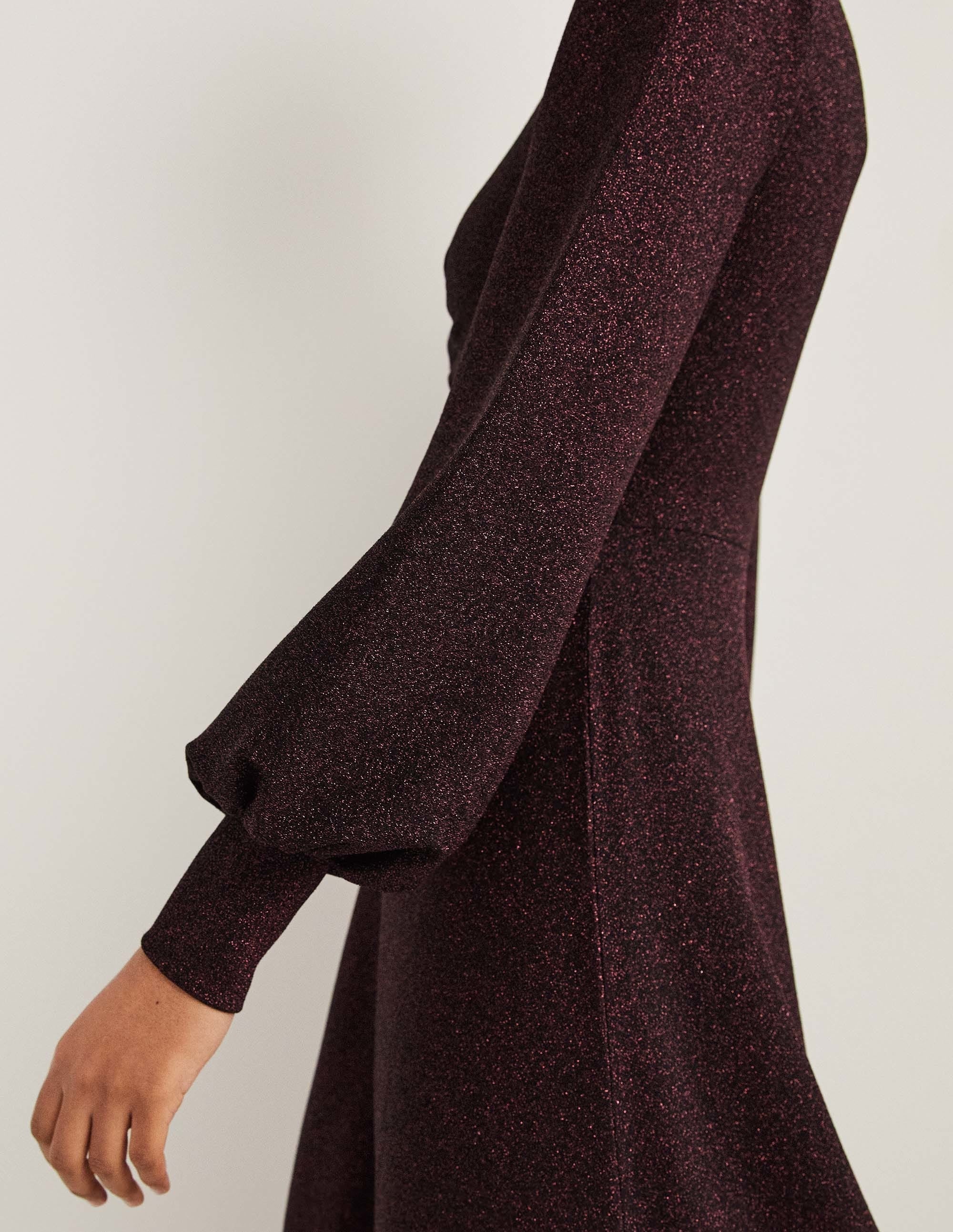 Purple Sparkle Metallic Jersey Midi Dress-Purple Sparkle - Image 5